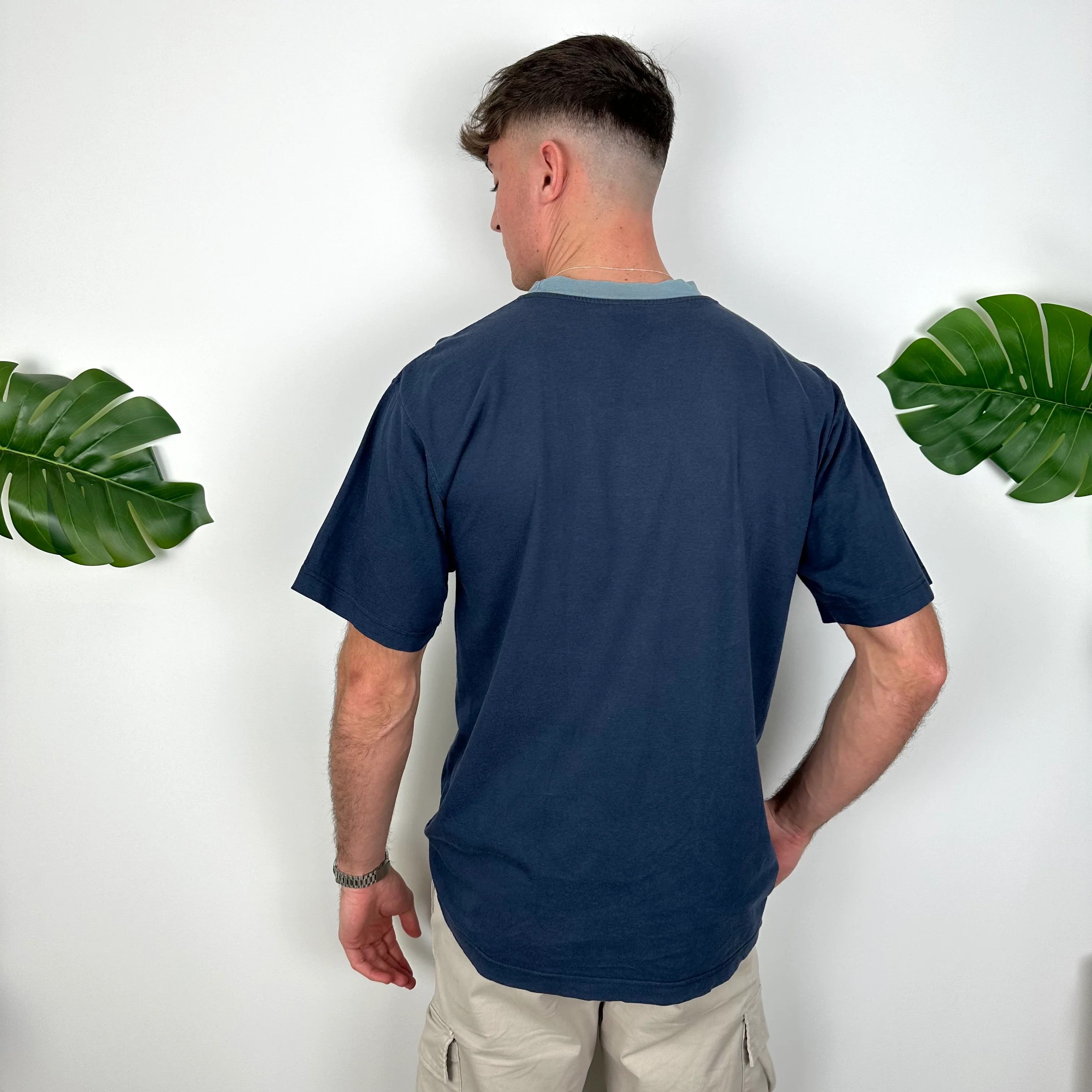 Nike Navy Embroidered Swoosh T Shirt (M) - Image 5