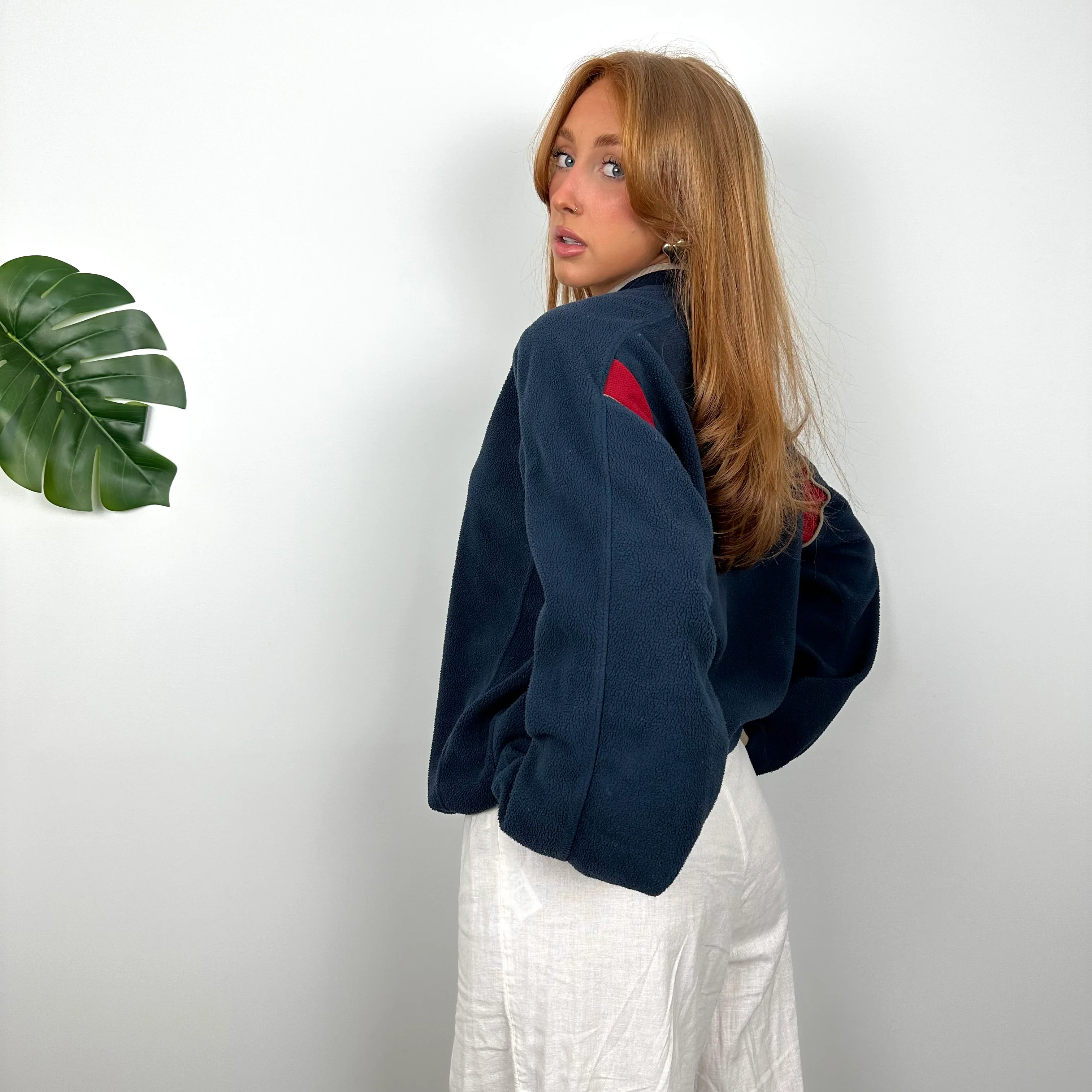 Nike Navy Embroidered Swoosh Teddy Bear Fleece Quarter Zip Sweatshirt (M) - Image 7