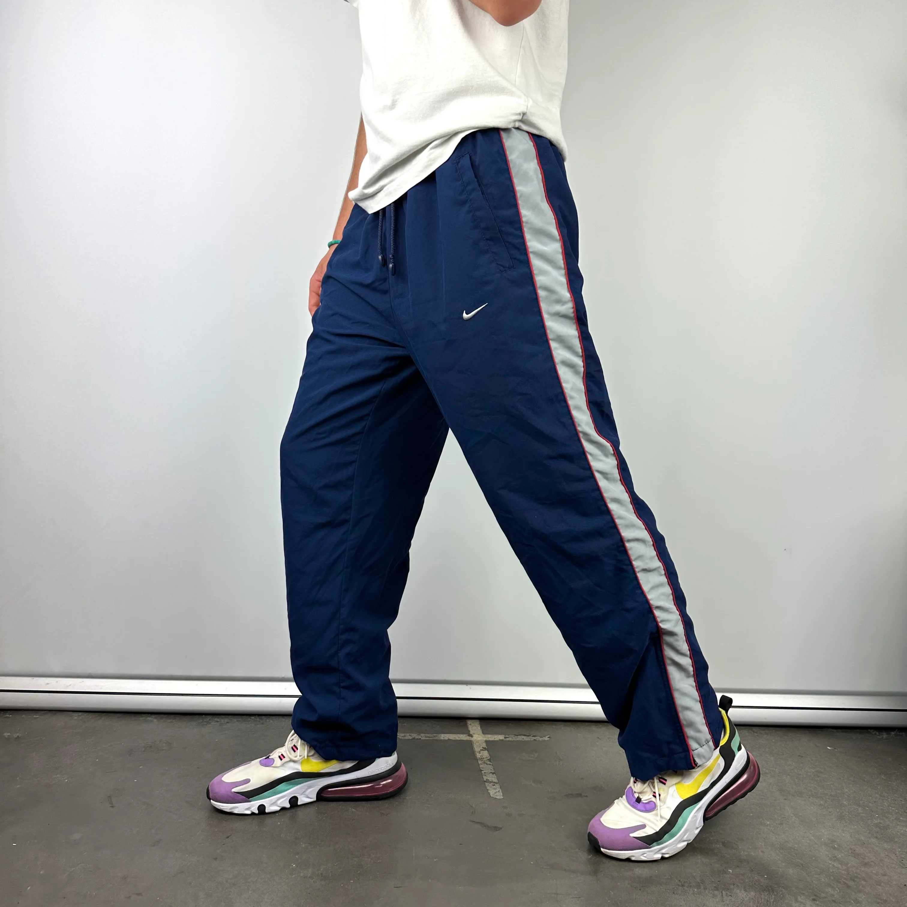 Nike Navy Embroidered Swoosh Track Pants (L)