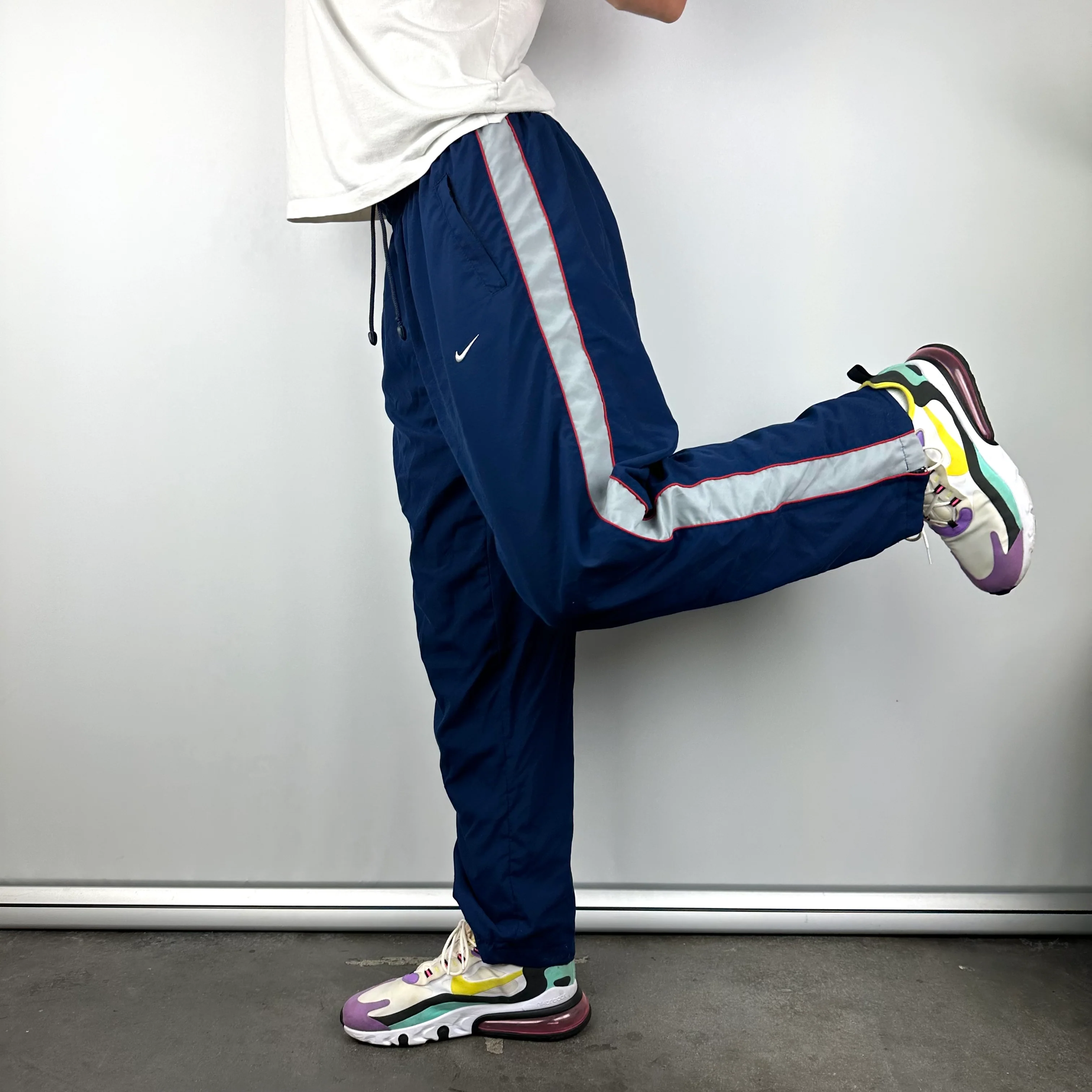 Nike Navy Embroidered Swoosh Track Pants (L) - Image 2
