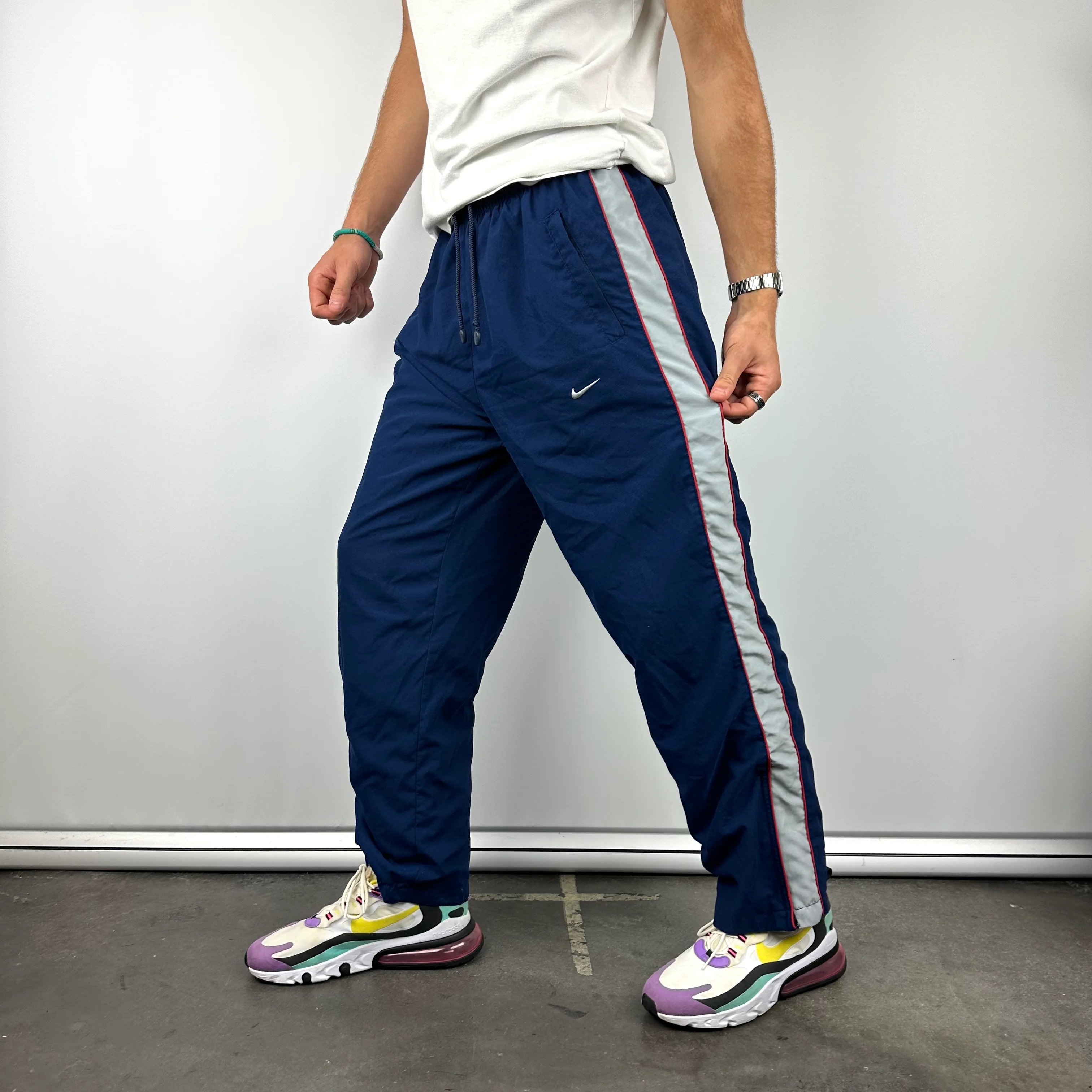 Nike Navy Embroidered Swoosh Track Pants (L) - Image 4