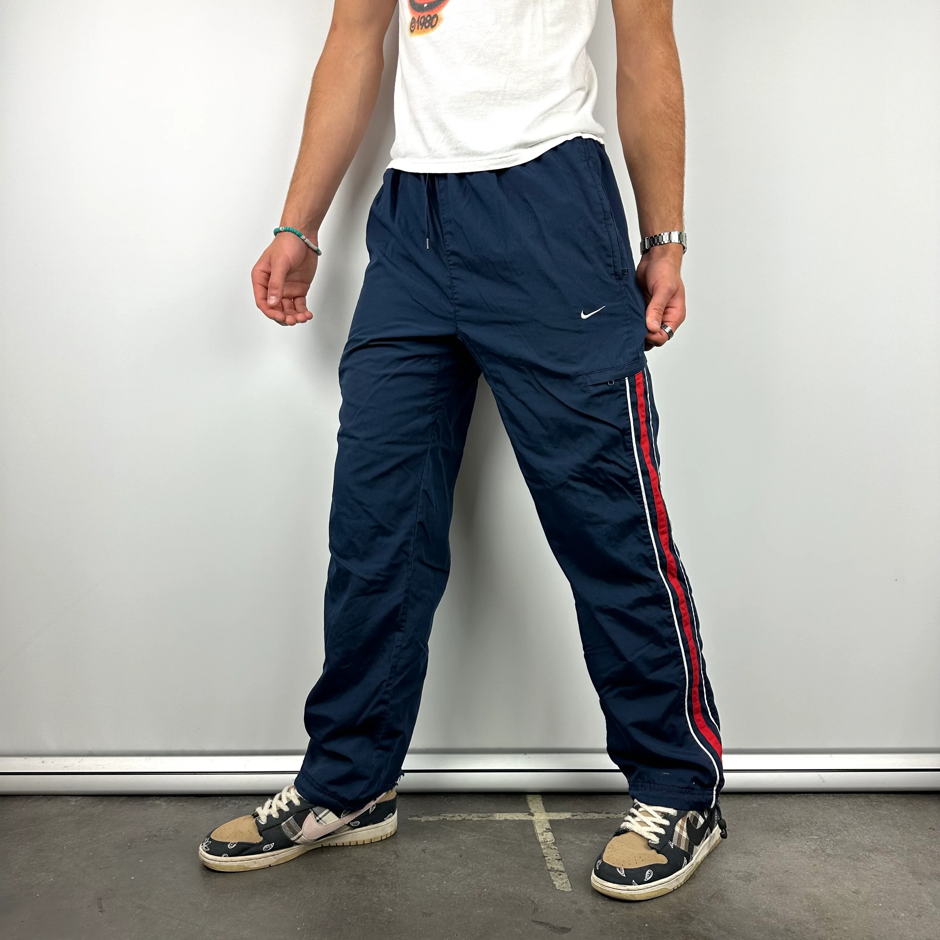 Nike Navy Embroidered Swoosh Track Pants (M)