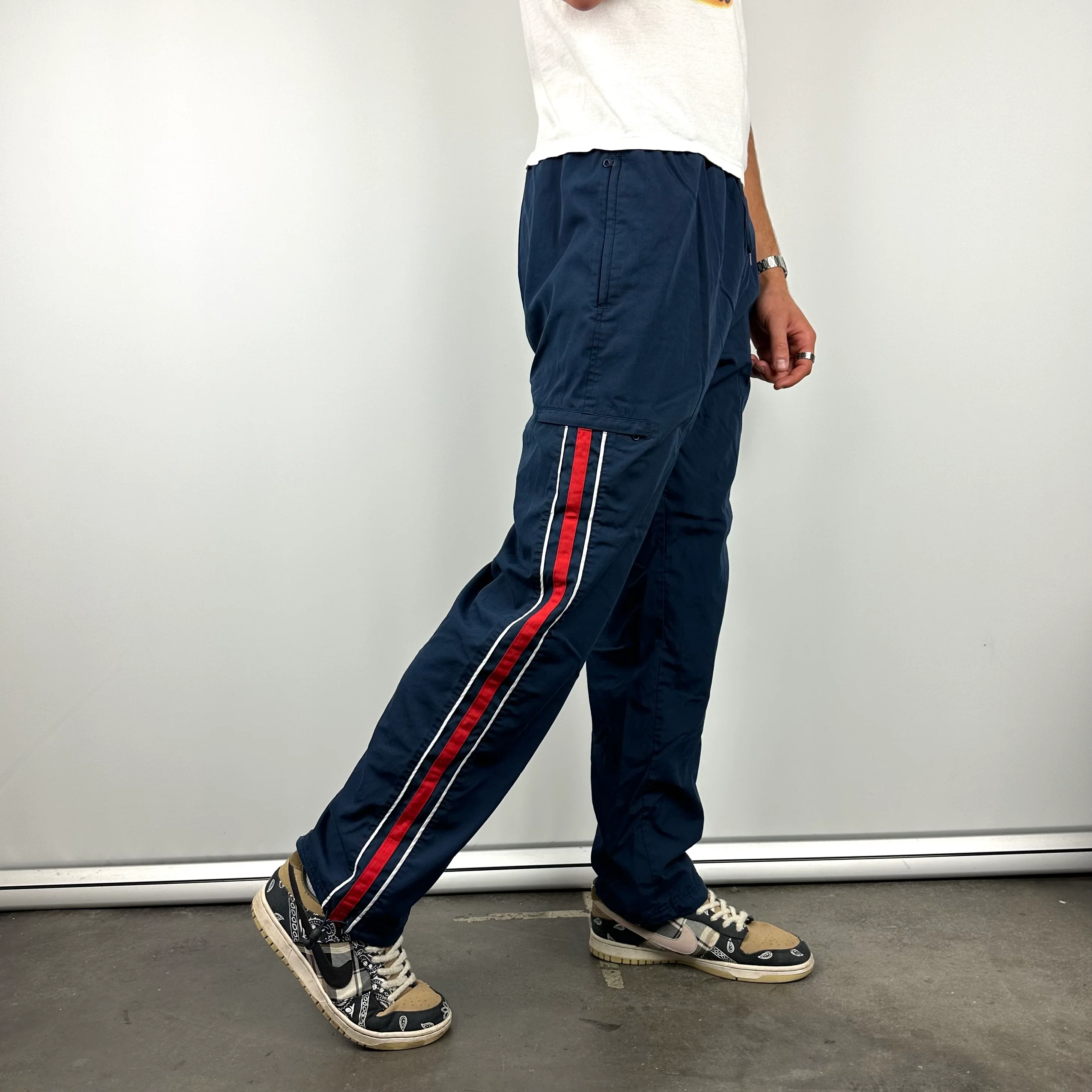 Nike Navy Embroidered Swoosh Track Pants (M) - Image 3