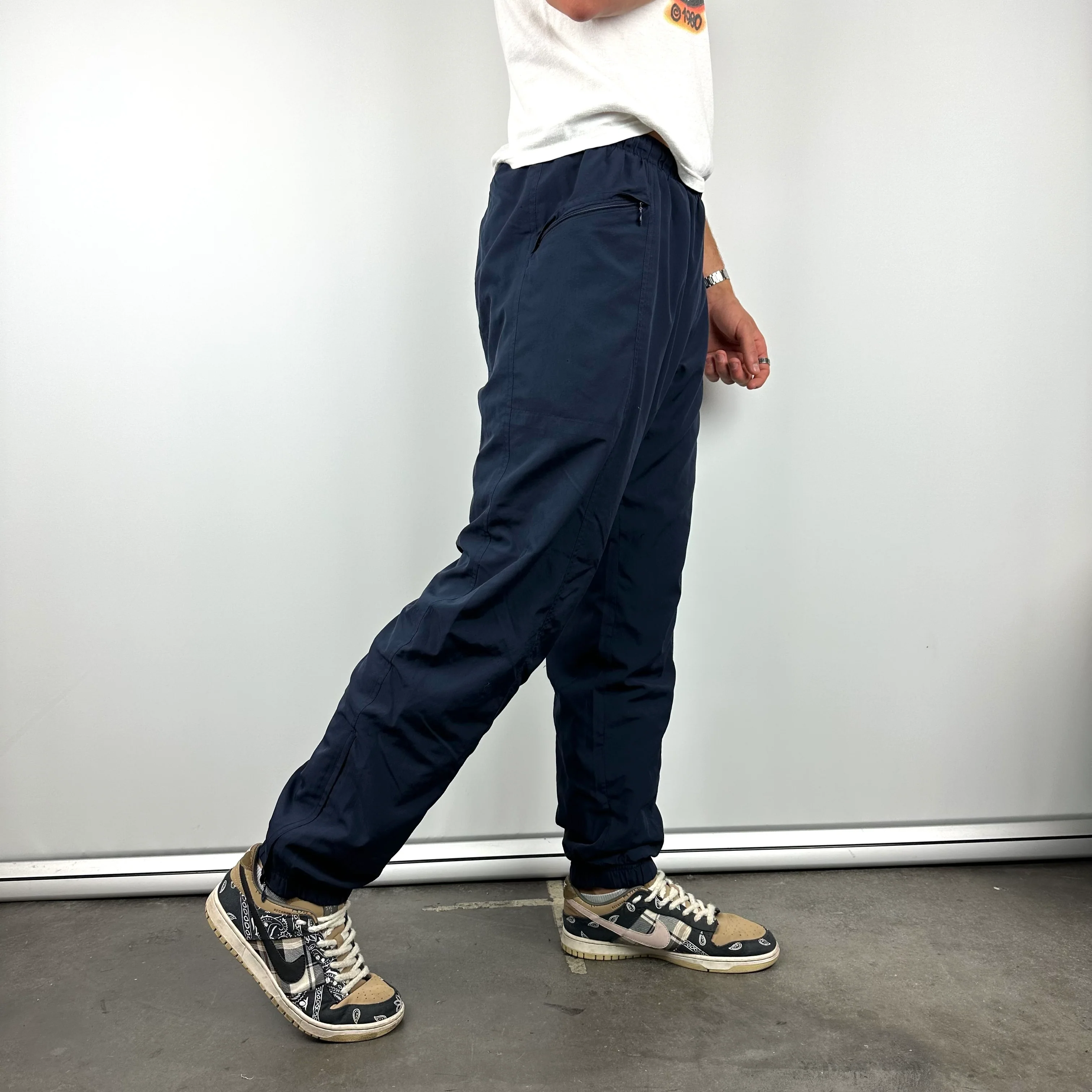 Nike Navy Embroidered Swoosh Track Pants (M) - Image 4