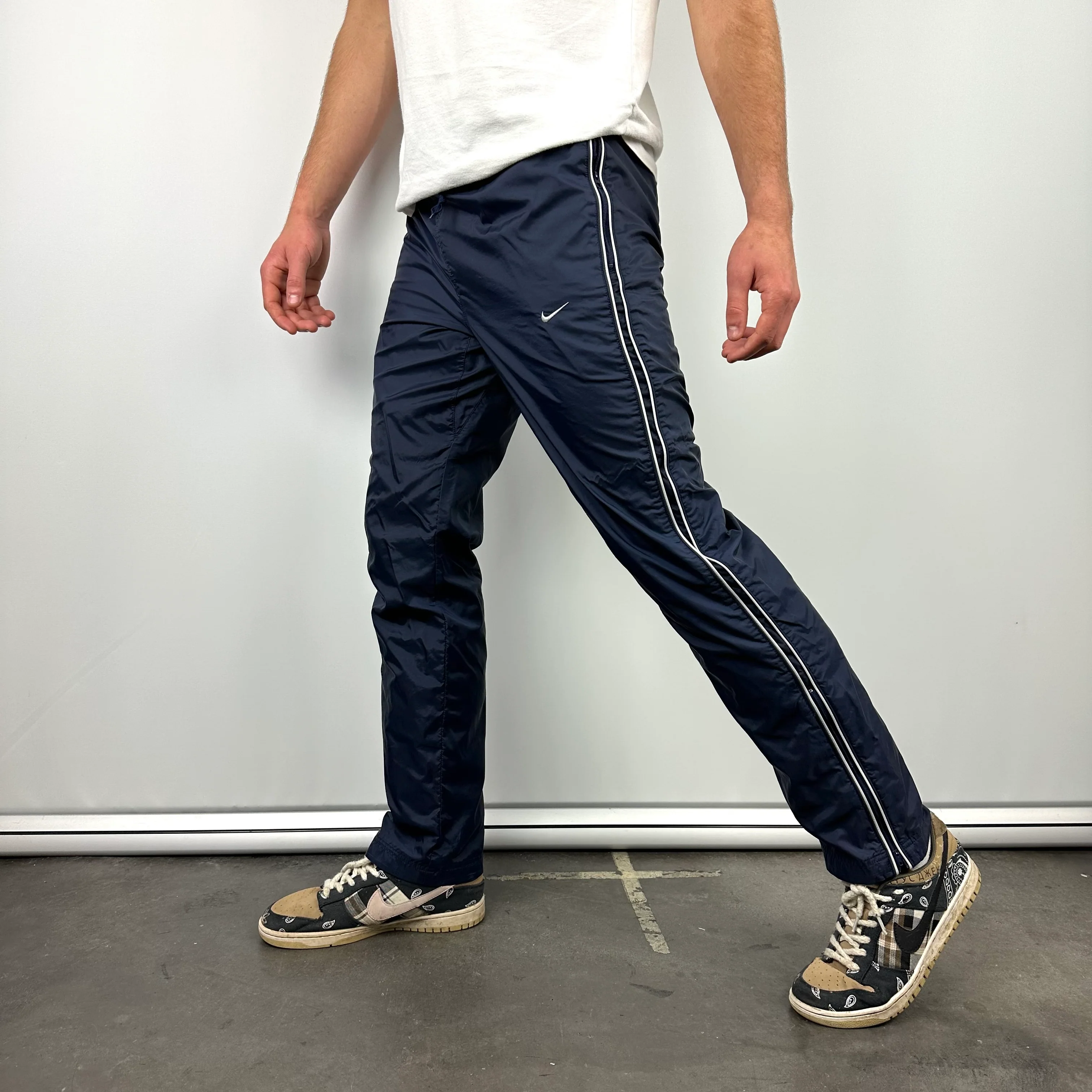 Nike Navy Embroidered Swoosh Track Pants (S) - Image 2