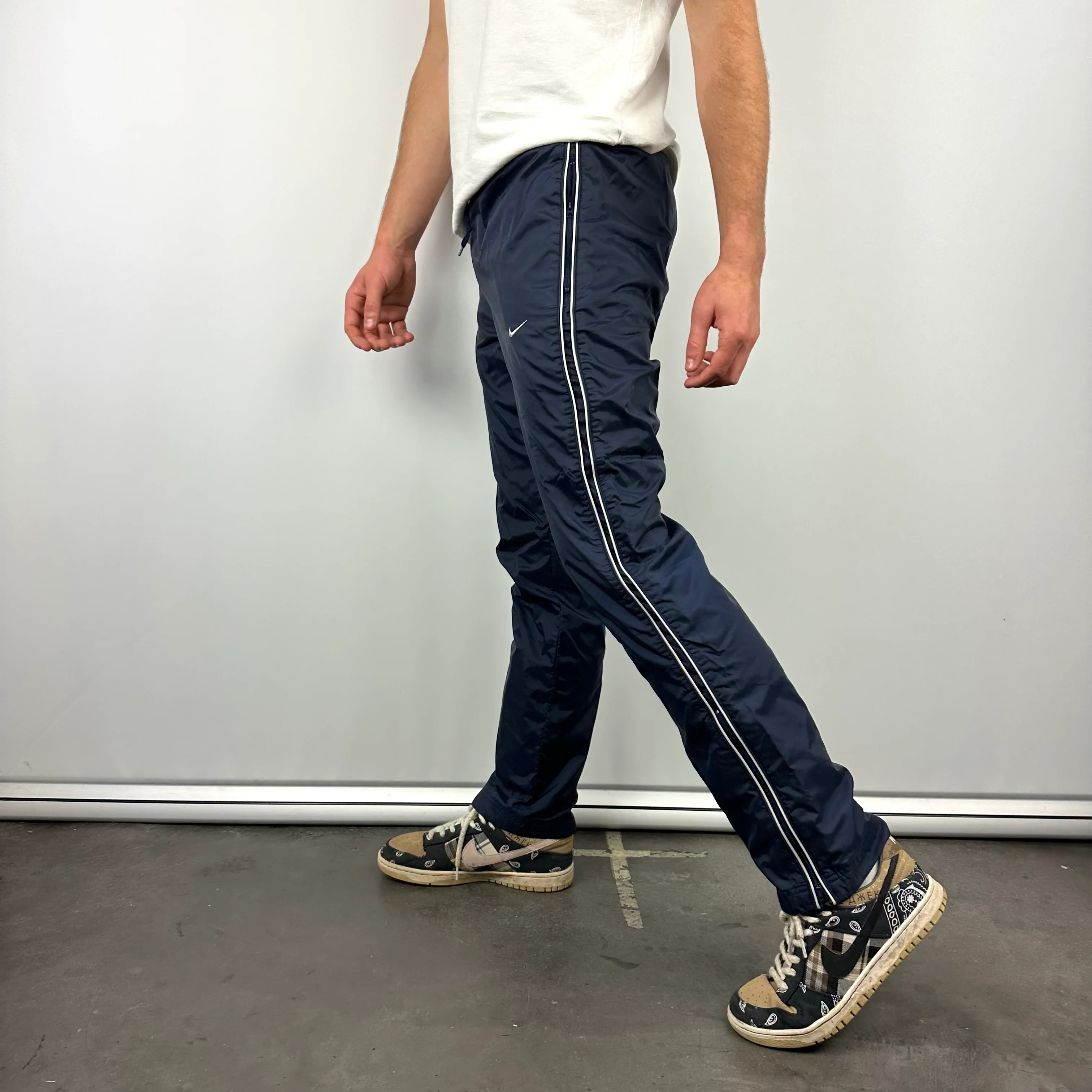 Nike Navy Embroidered Swoosh Track Pants (S) - Image 3