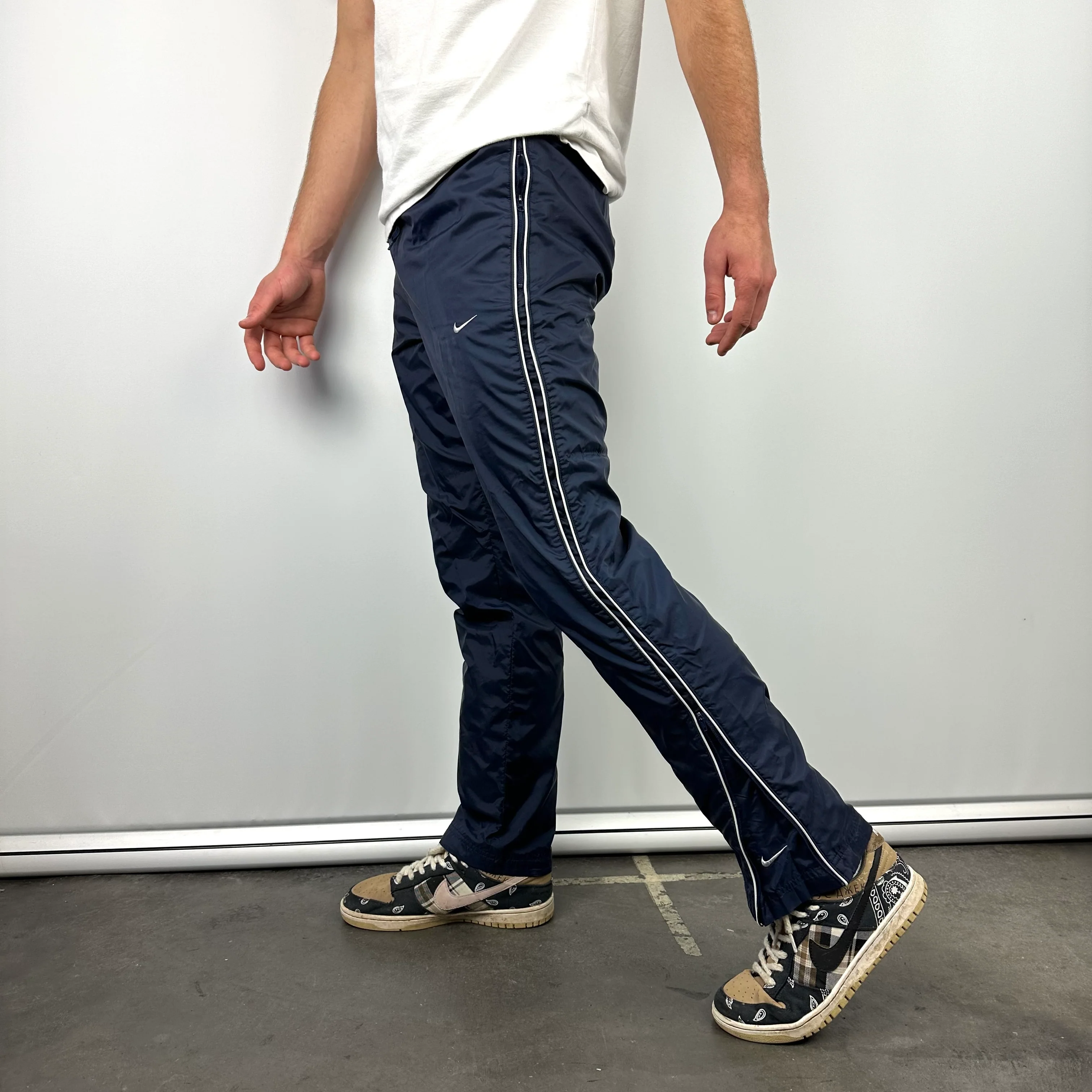 Nike Navy Embroidered Swoosh Track Pants (S) - Image 5