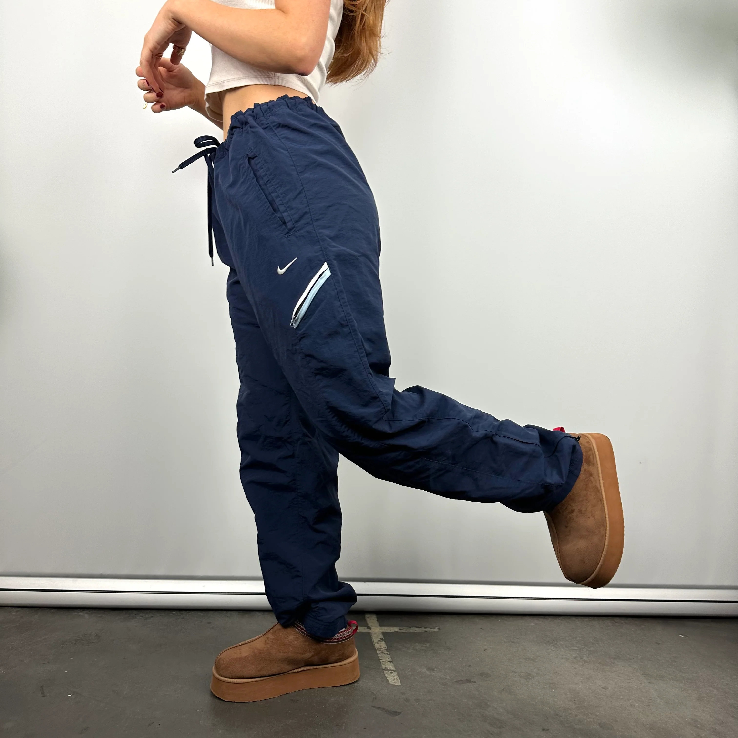 Nike Navy Embroidered Swoosh Track Pants (S) - Image 3