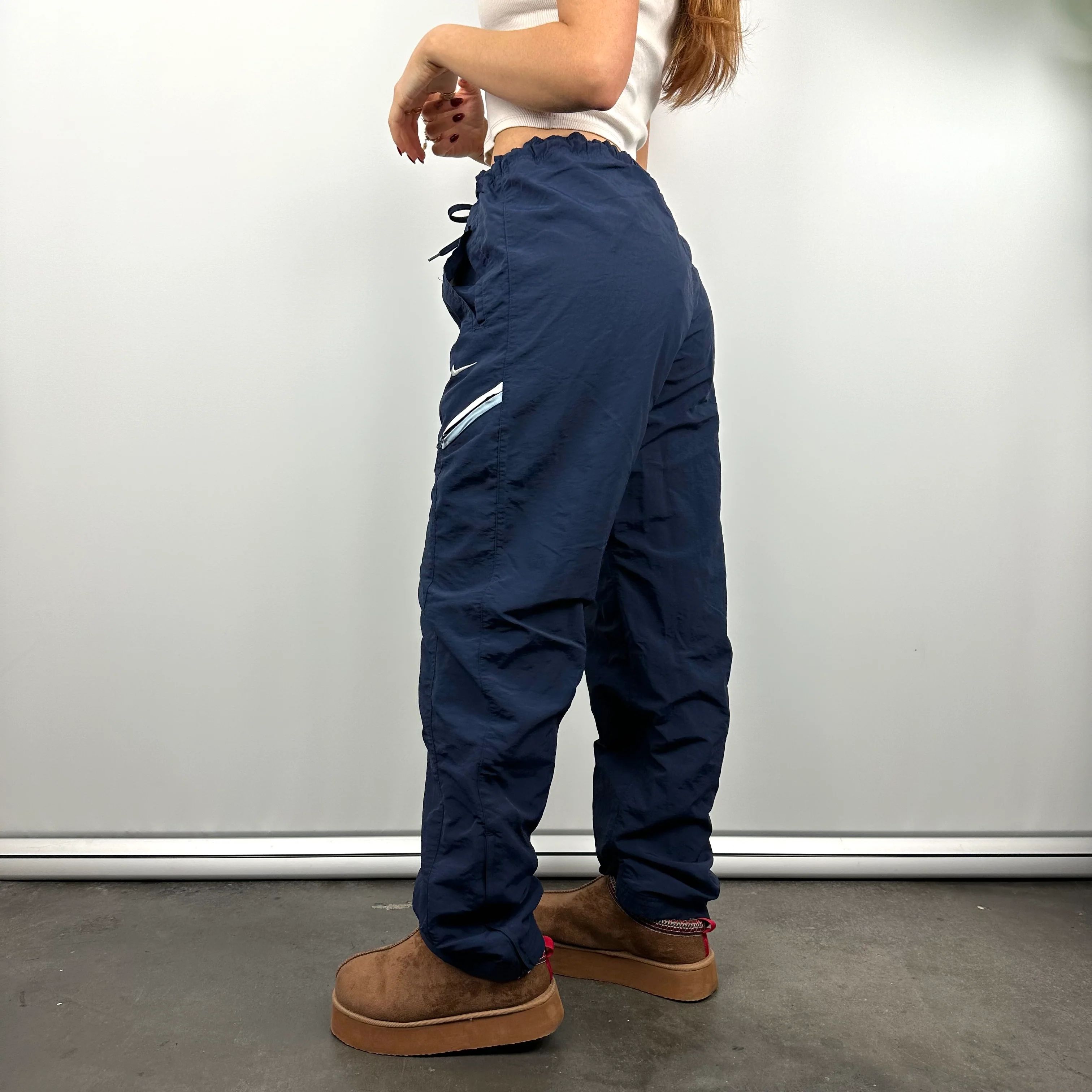 Nike Navy Embroidered Swoosh Track Pants (S) - Image 6