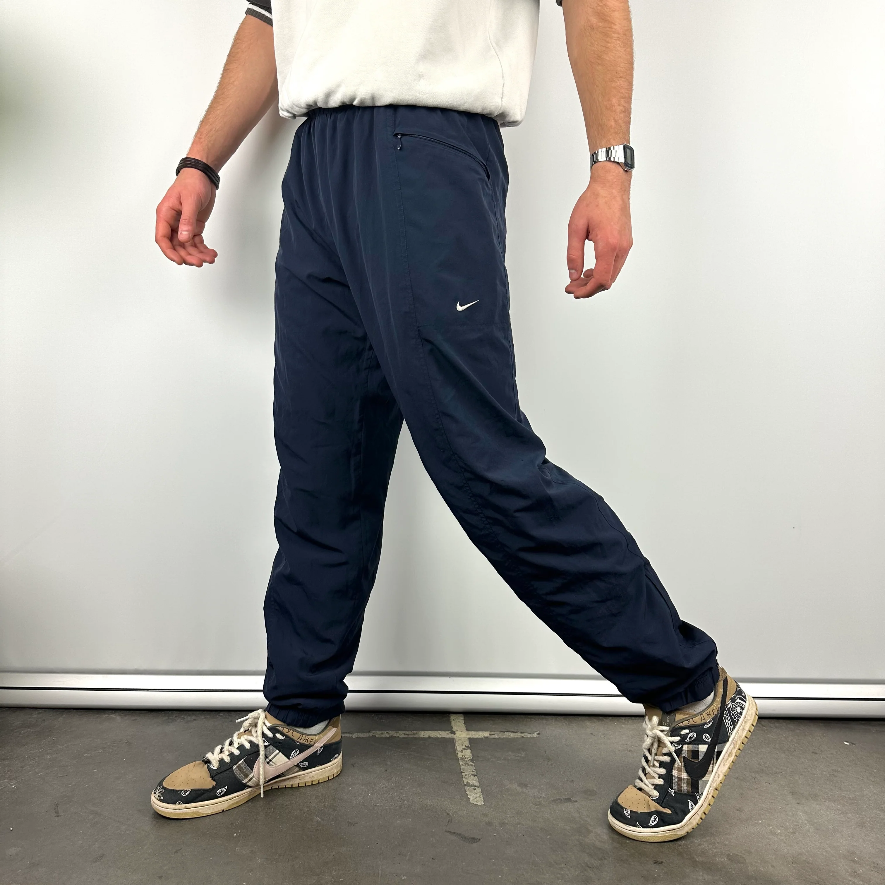 Nike Navy Embroidered Swoosh Track Pants (M)