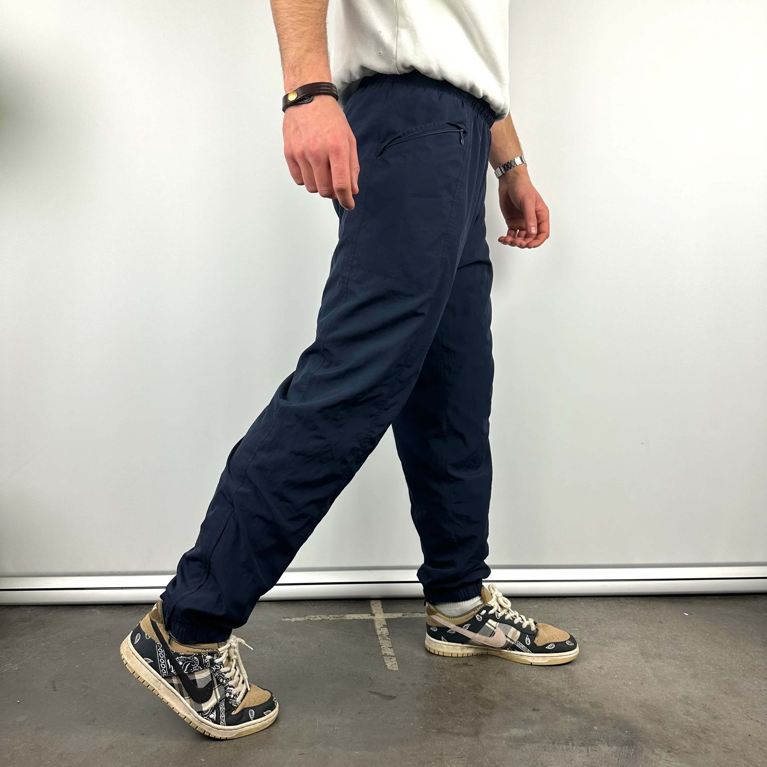 Nike Navy Embroidered Swoosh Track Pants (M) - Image 3