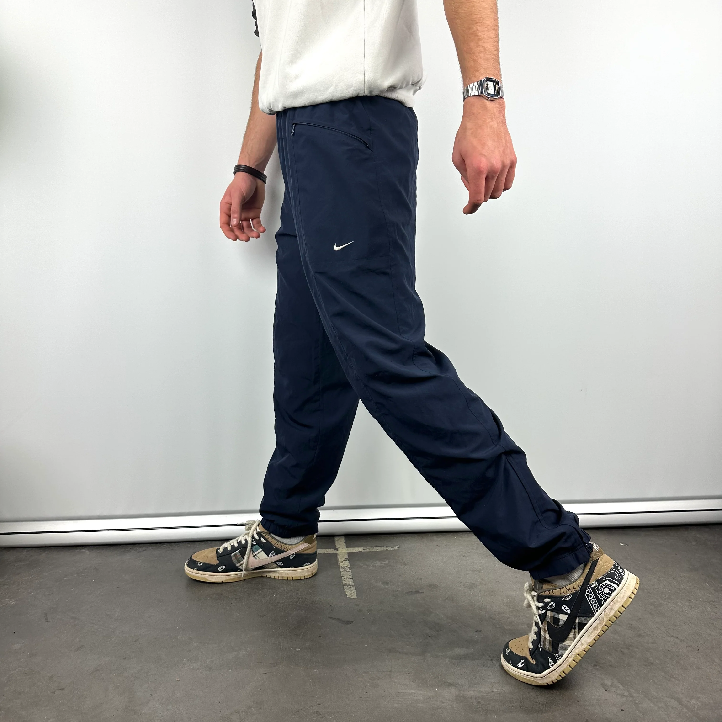 Nike Navy Embroidered Swoosh Track Pants (M) - Image 4