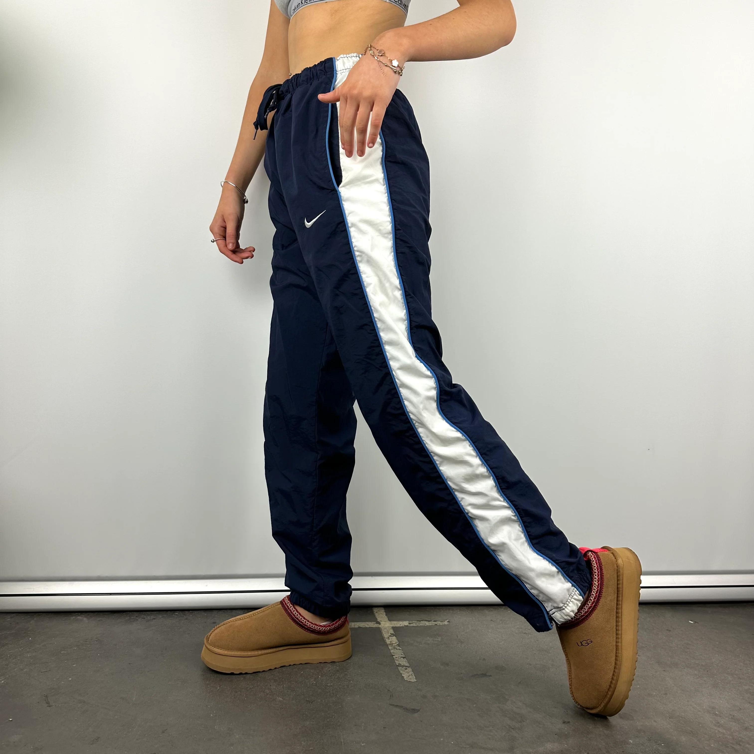 Nike Navy Embroidered Swoosh Track Pants (M) - Image 2
