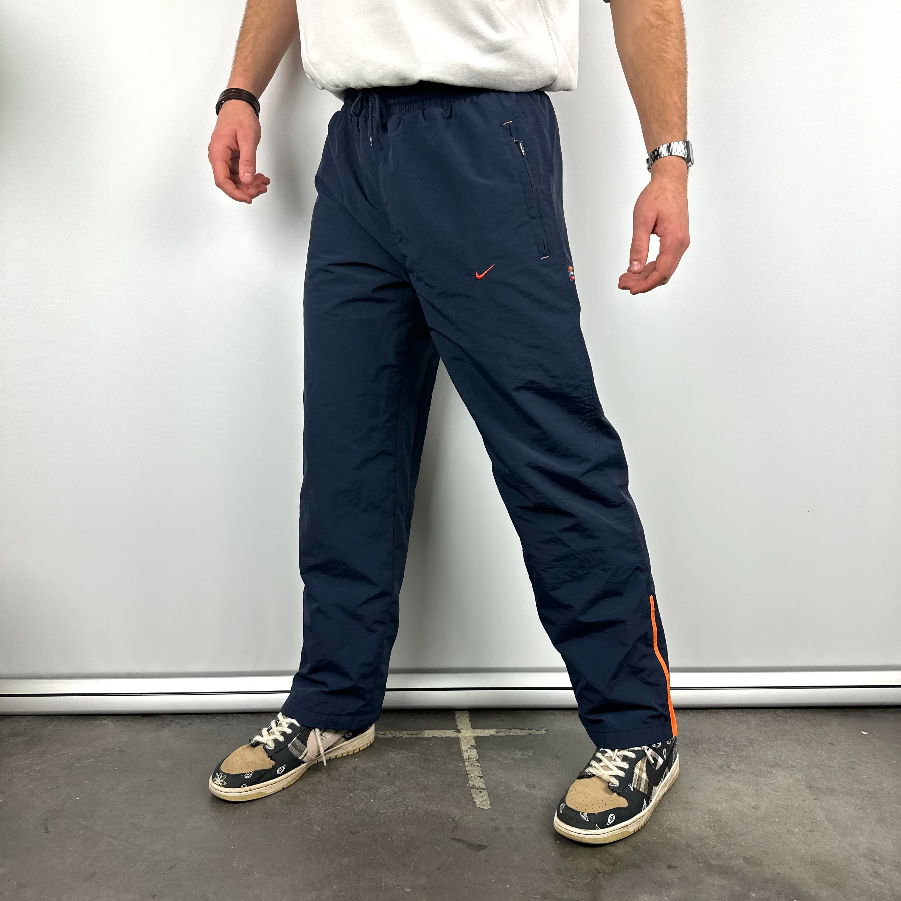 Nike Navy Embroidered Swoosh Track Pants (M) - Image 2
