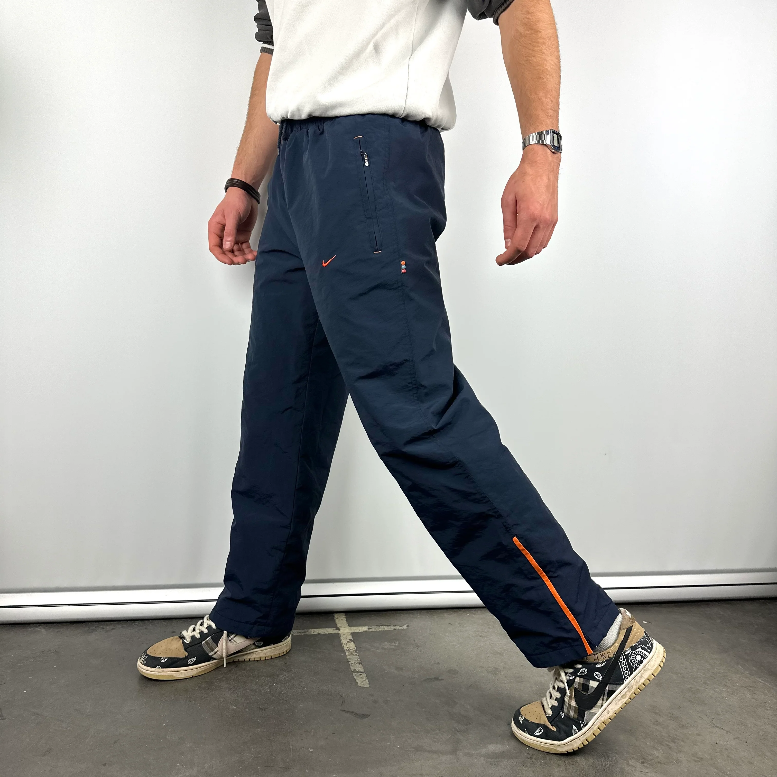Nike Navy Embroidered Swoosh Track Pants (M) - Image 4