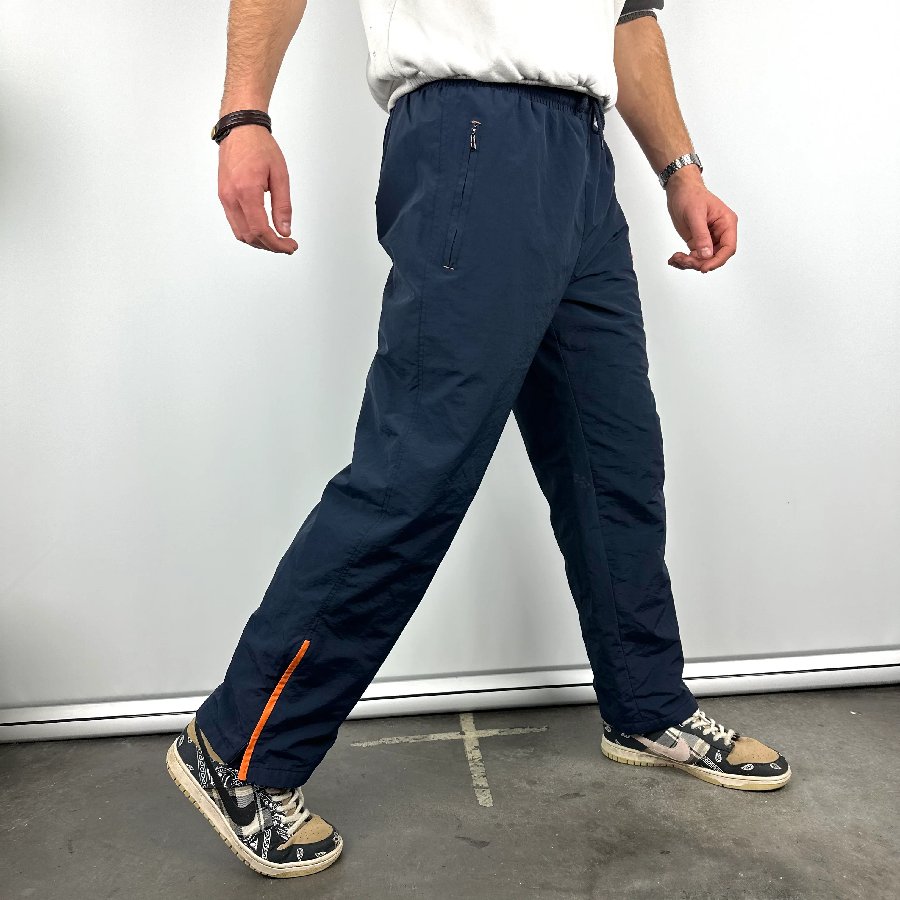 Nike Navy Embroidered Swoosh Track Pants (M) - Image 5