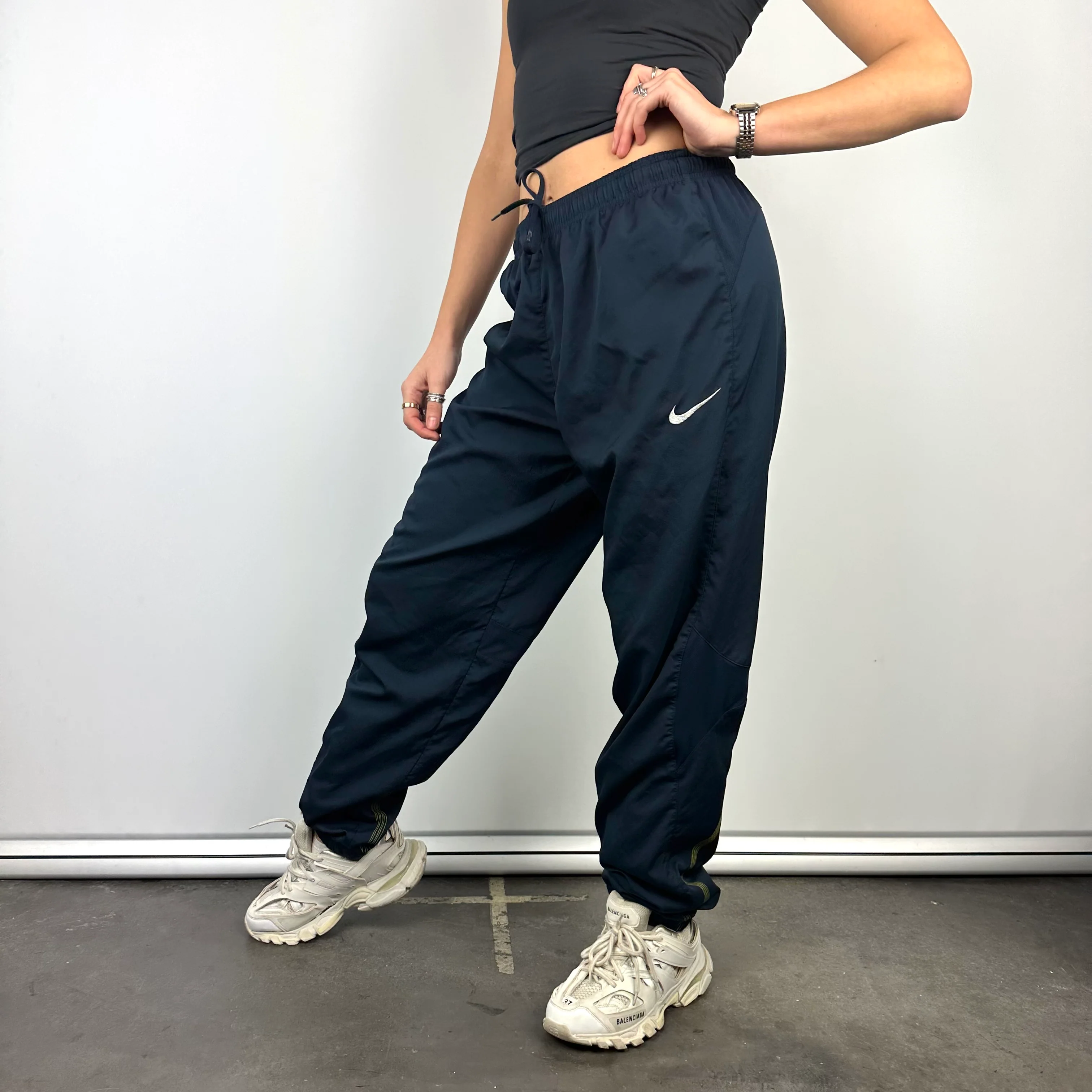 Nike Navy Embroidered Swoosh Track Pants (M) - Image 3