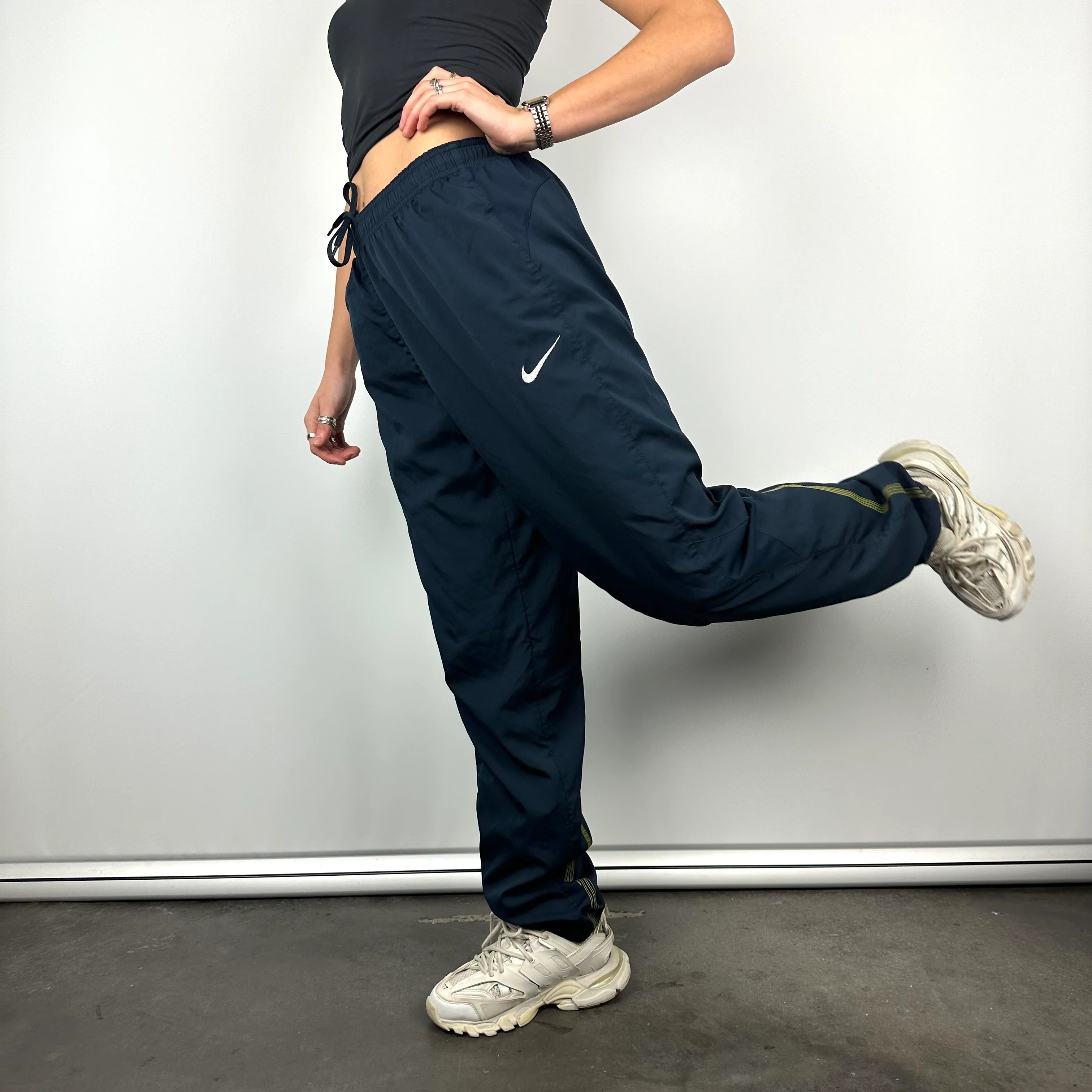 Nike Navy Embroidered Swoosh Track Pants (M) - Image 4