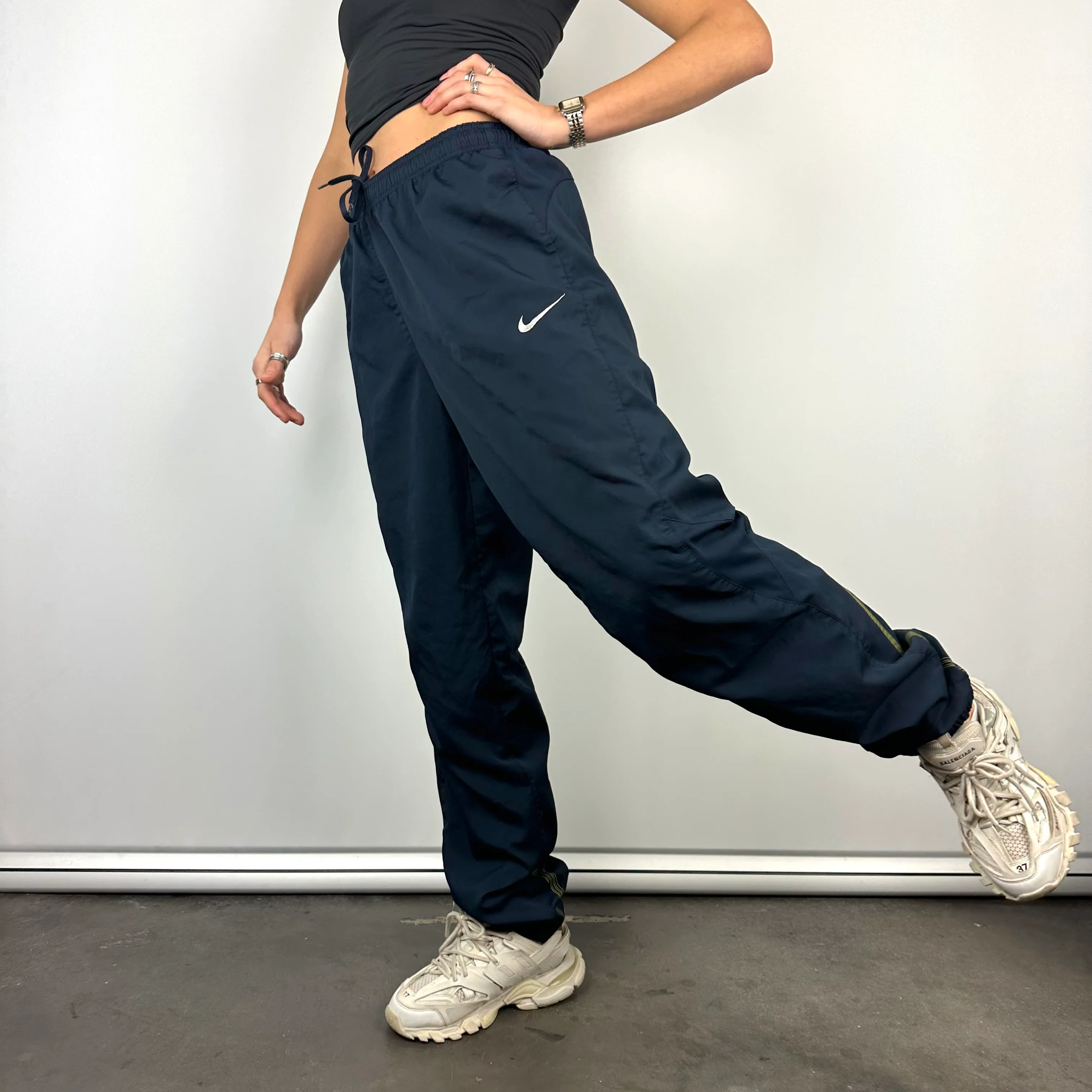 Nike Navy Embroidered Swoosh Track Pants (M) - Image 6