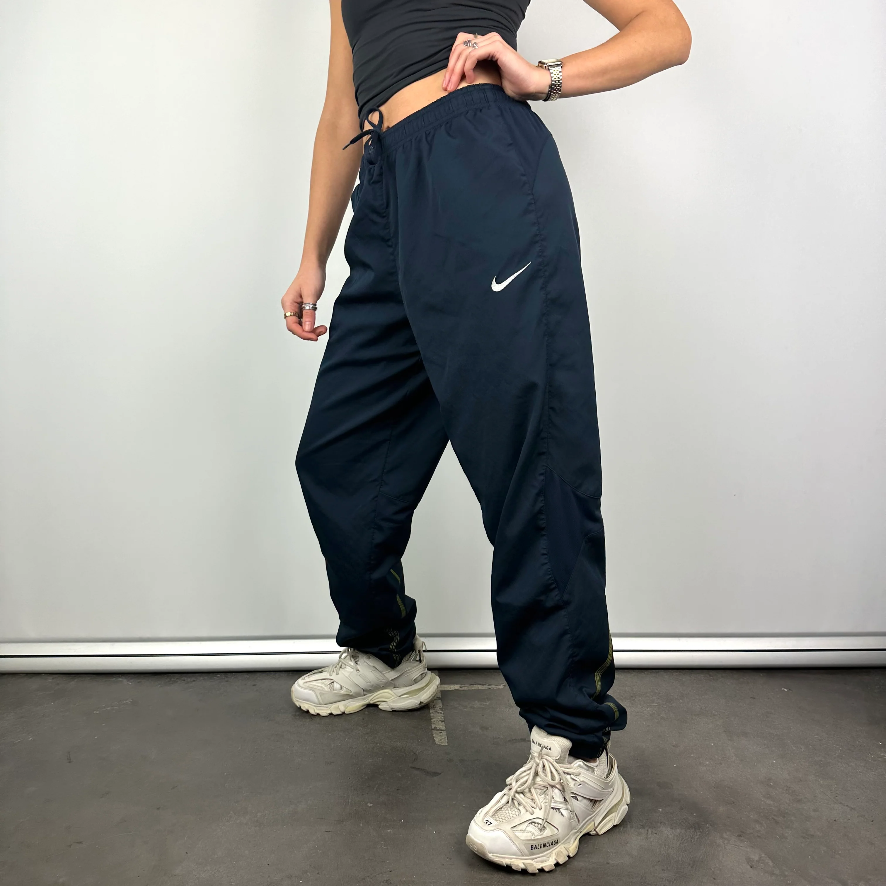 Nike Navy Embroidered Swoosh Track Pants (M) - Image 7