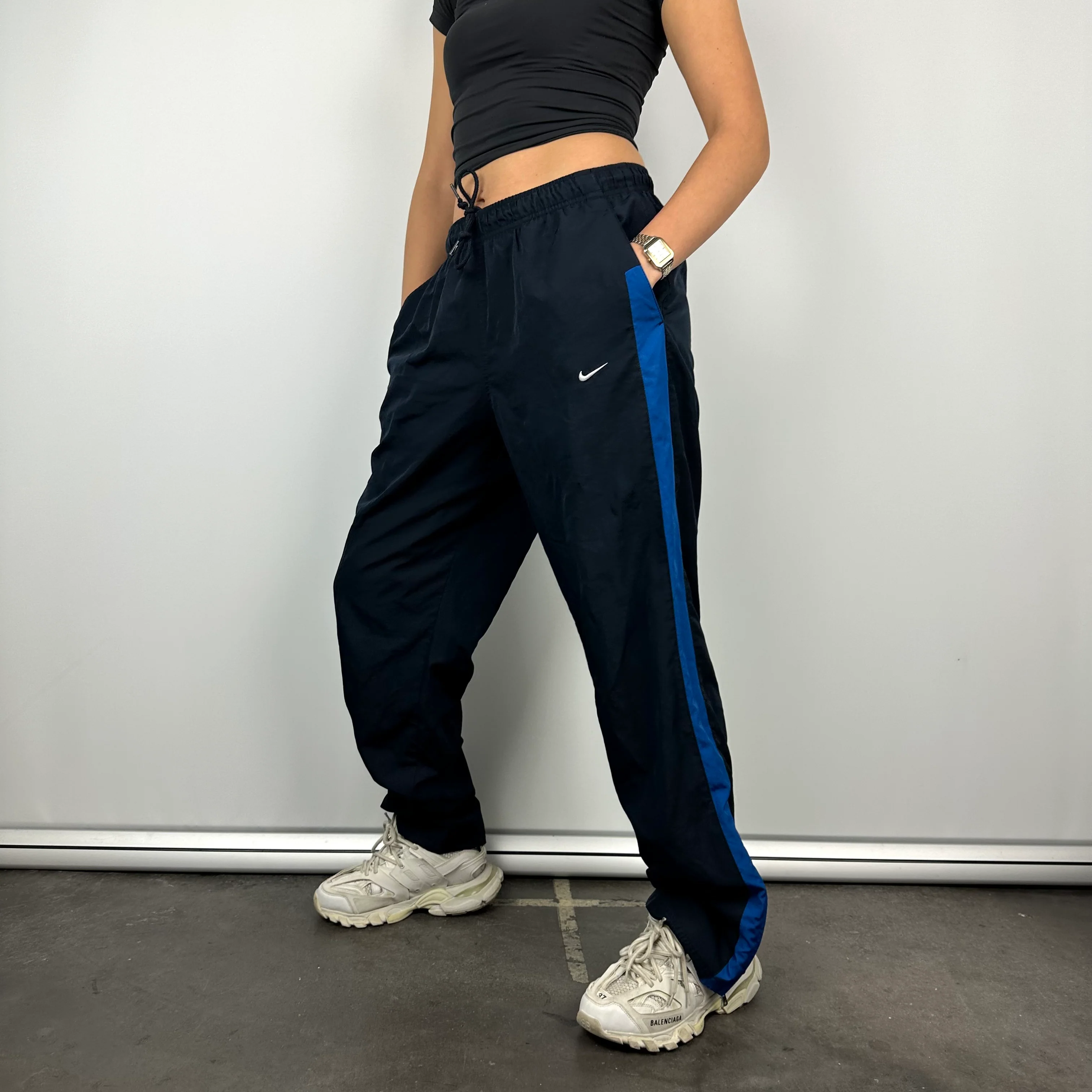 Nike Navy Embroidered Swoosh Track Pants (M) - Image 7