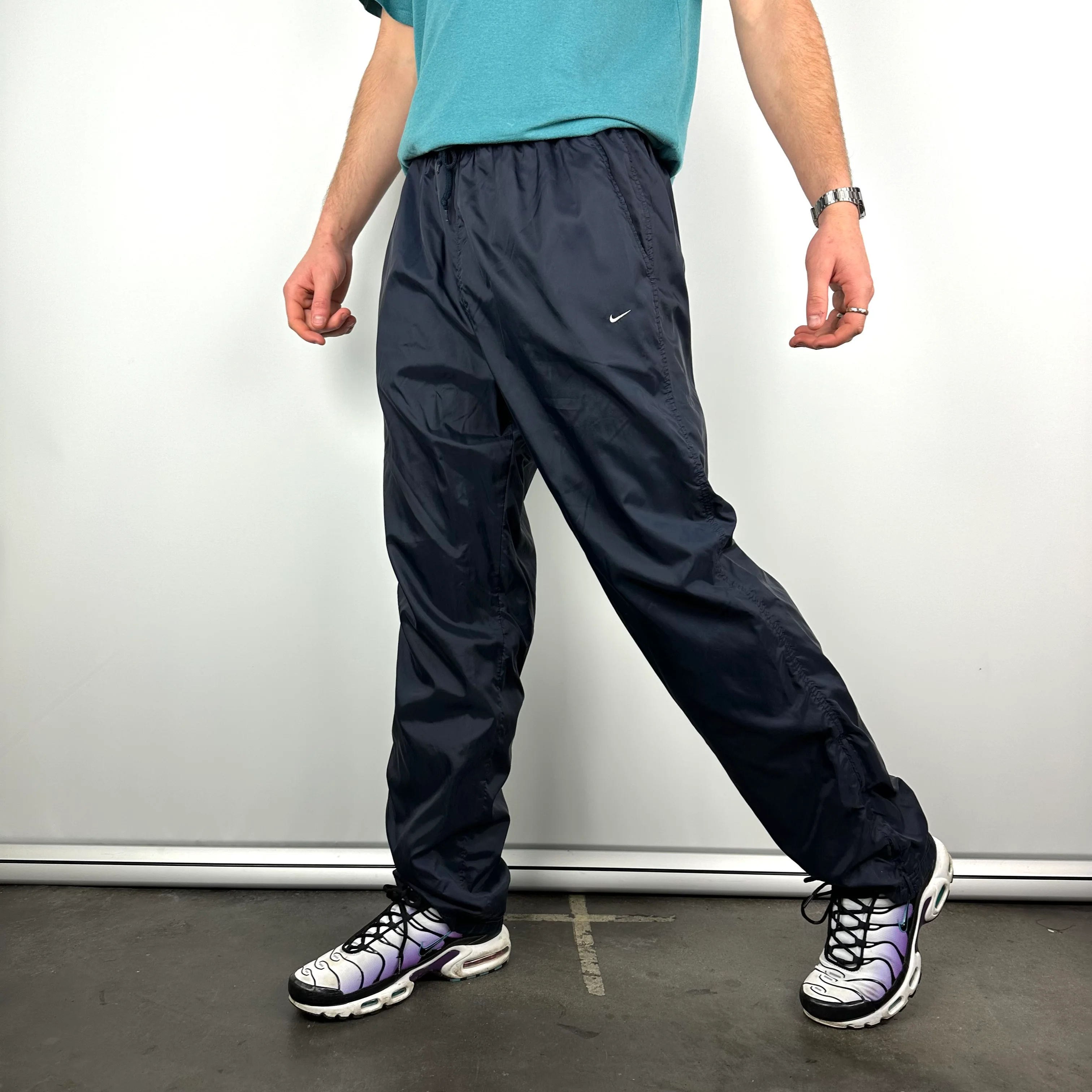 Nike Navy Embroidered Swoosh Track Pants (XL)