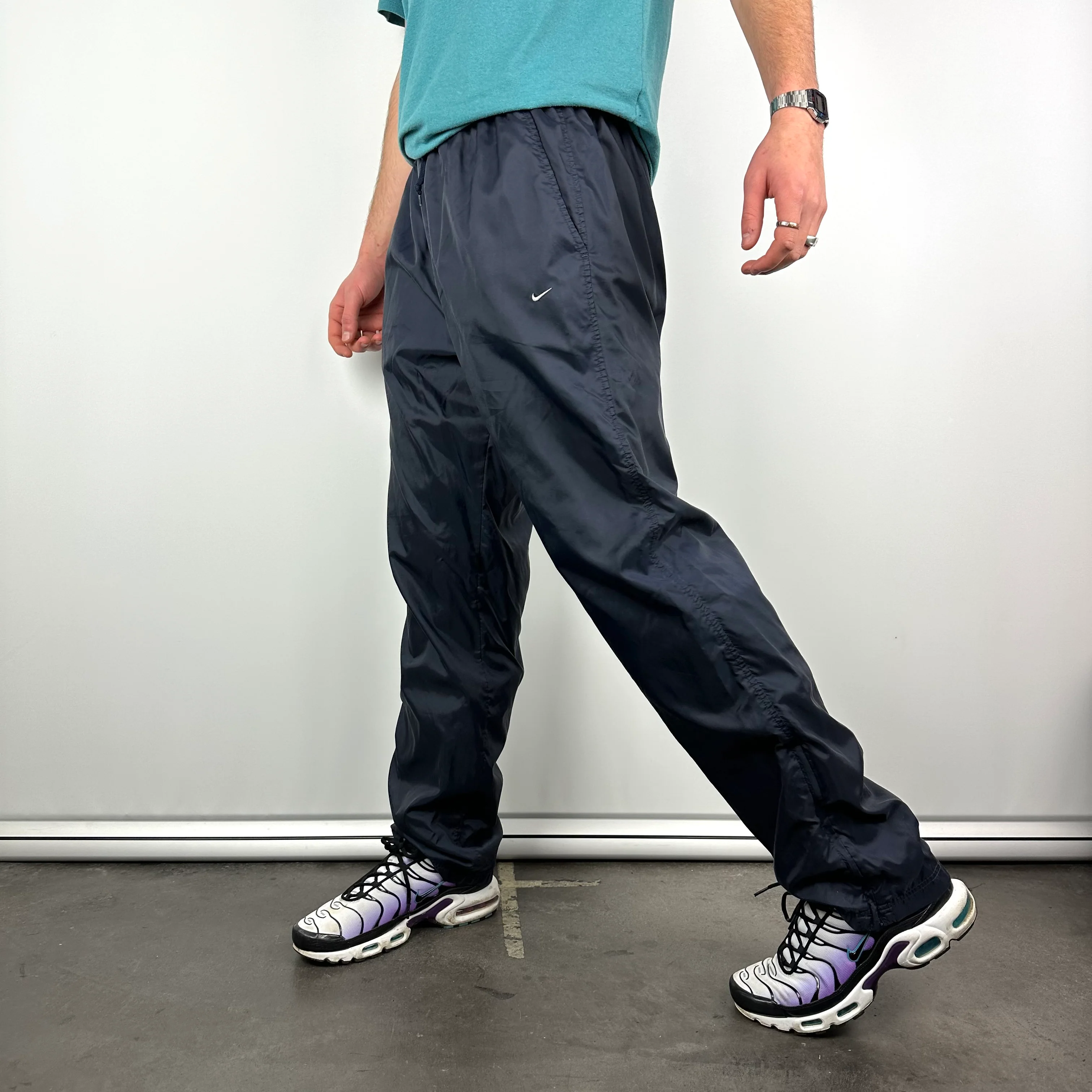 Nike Navy Embroidered Swoosh Track Pants (XL) - Image 2