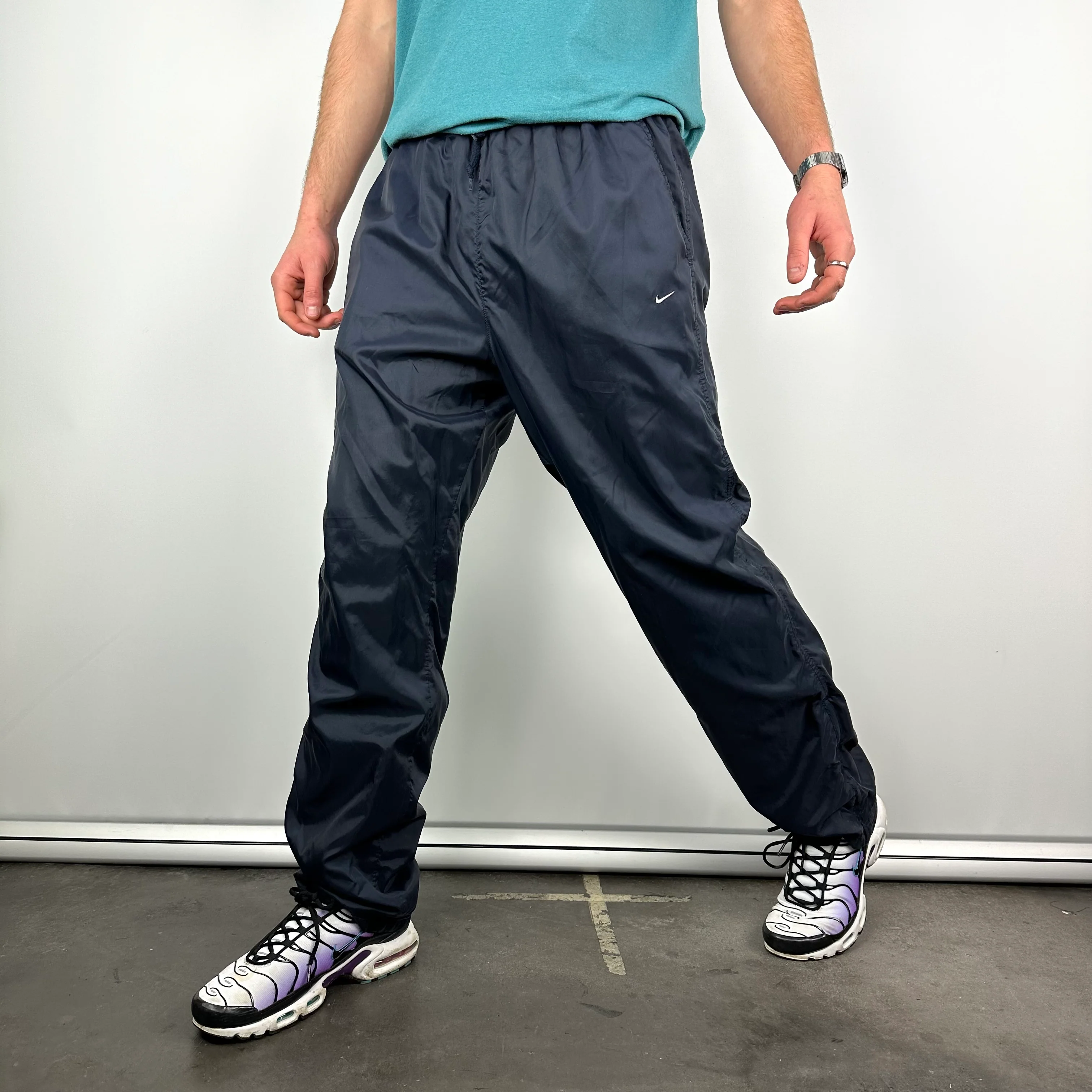 Nike Navy Embroidered Swoosh Track Pants (XL) - Image 4
