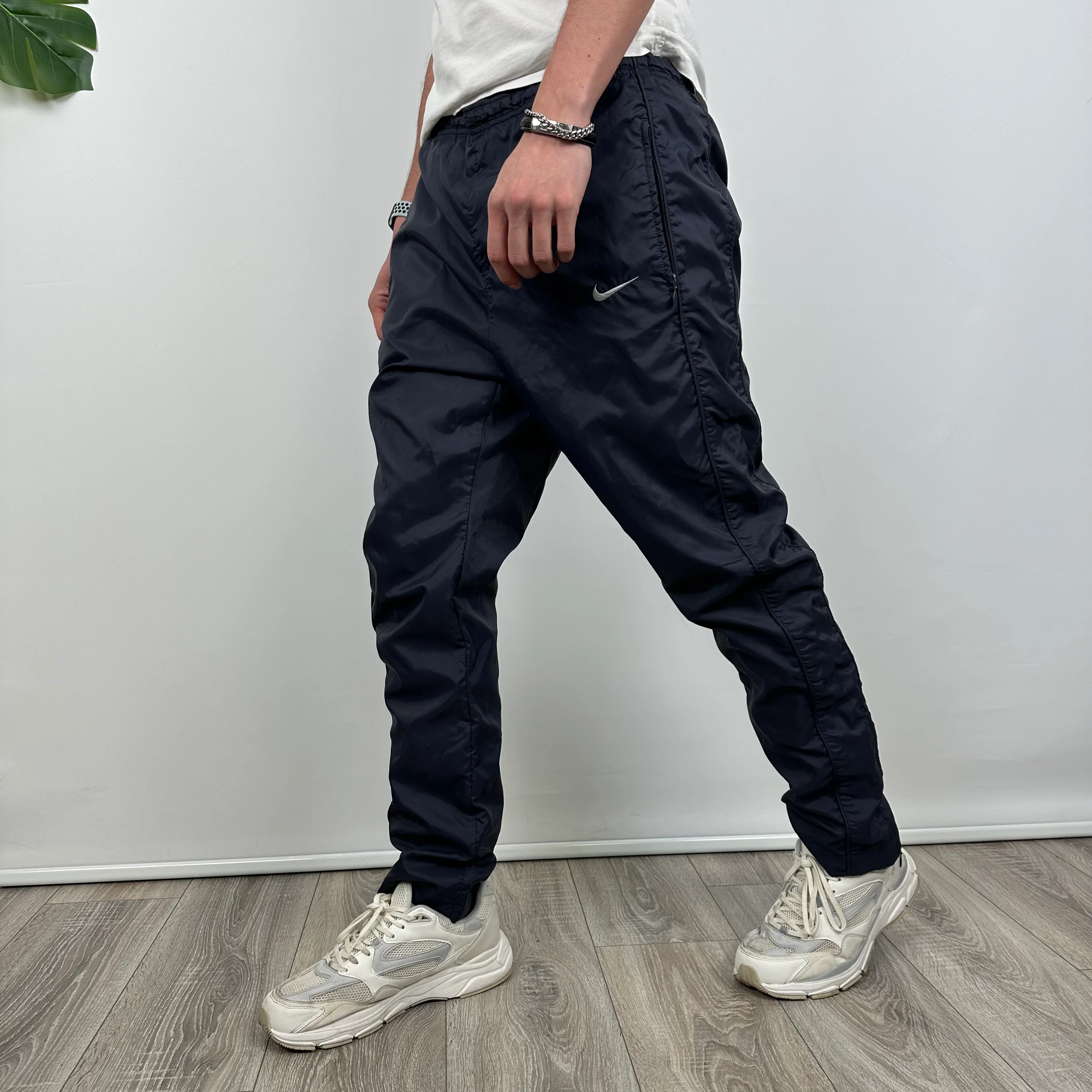 Nike Navy Embroidered Swoosh Track Pants (M) - Image 2