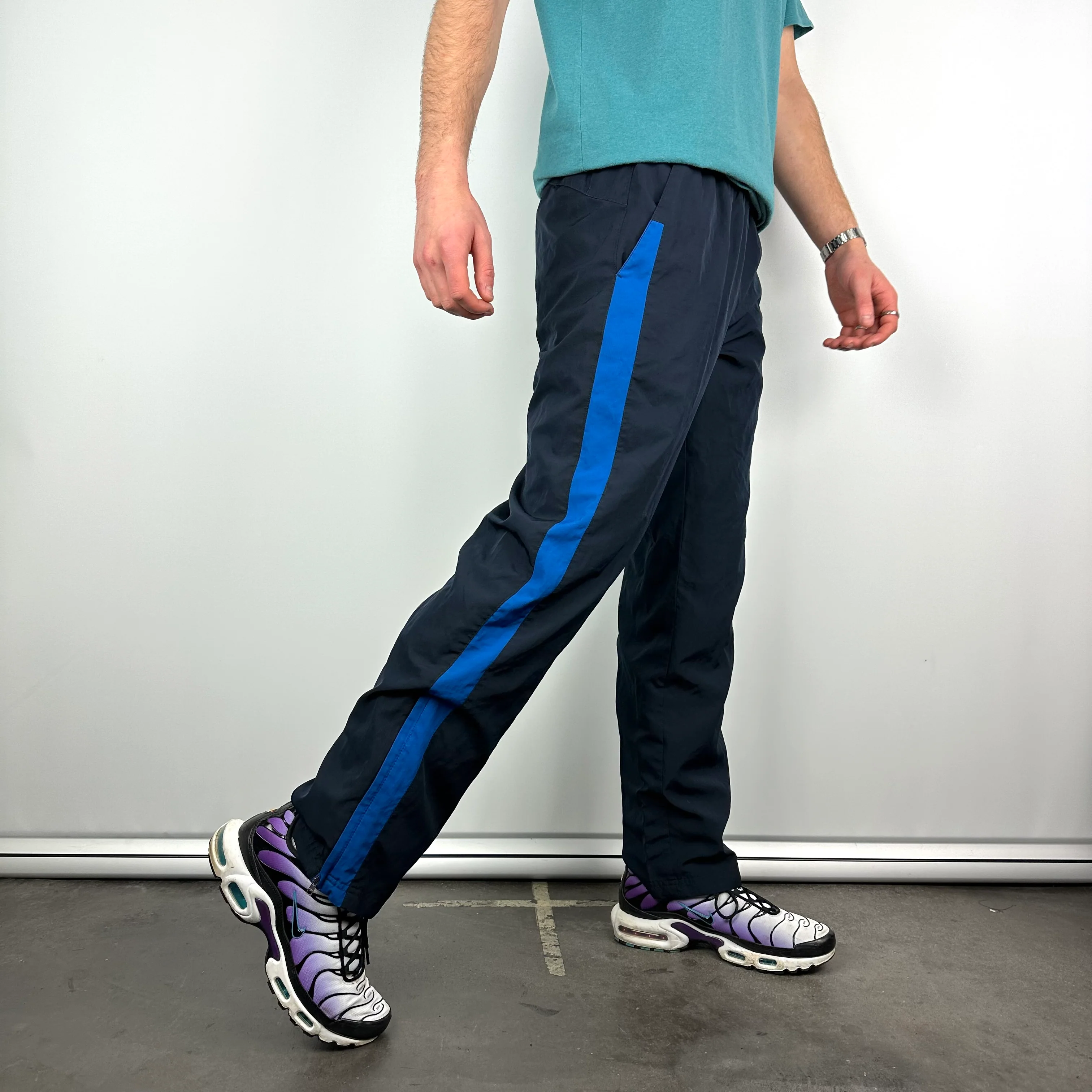 Nike Navy Embroidered Swoosh Track Pants (M) - Image 2