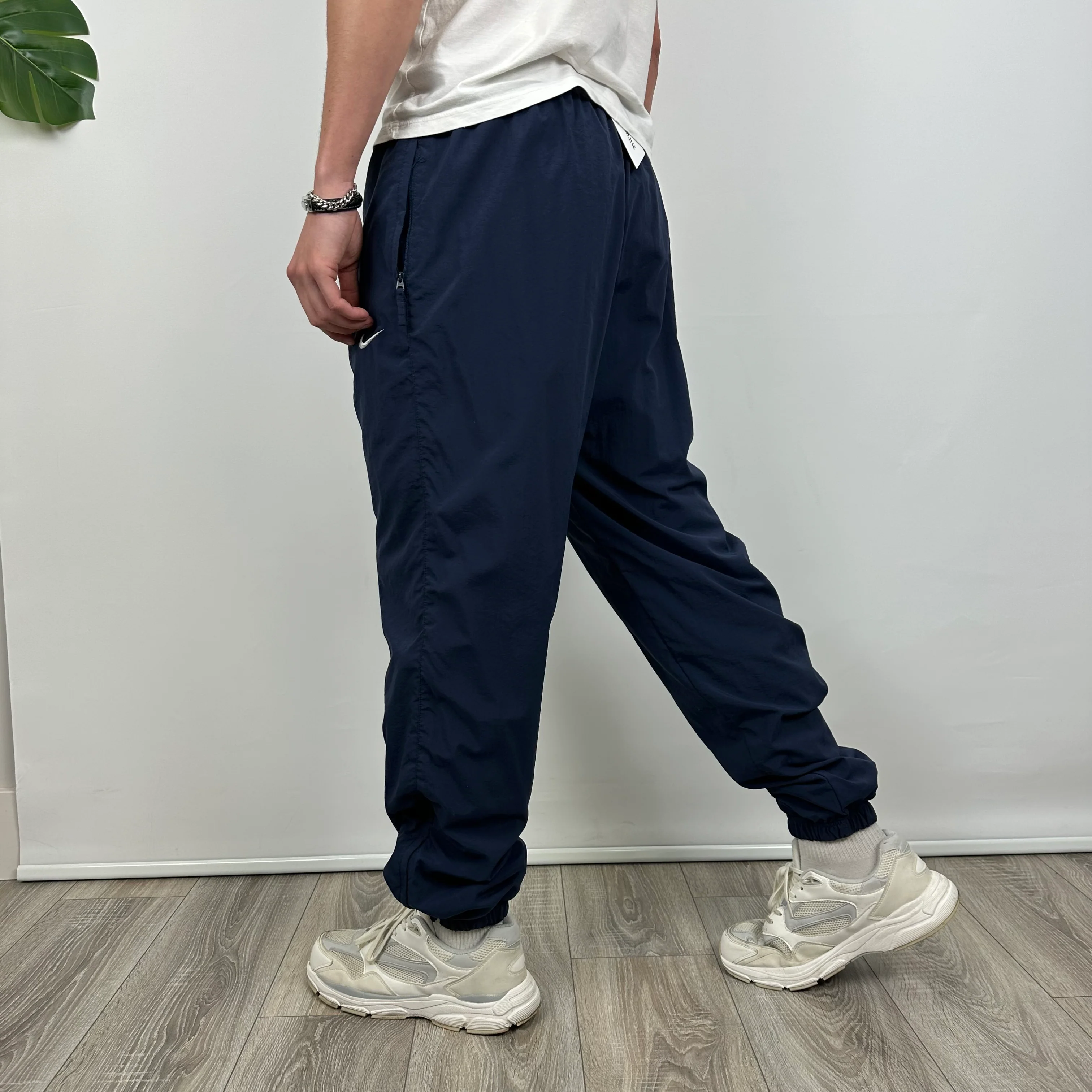 Nike Navy Embroidered Swoosh Track Pants (L) - Image 5