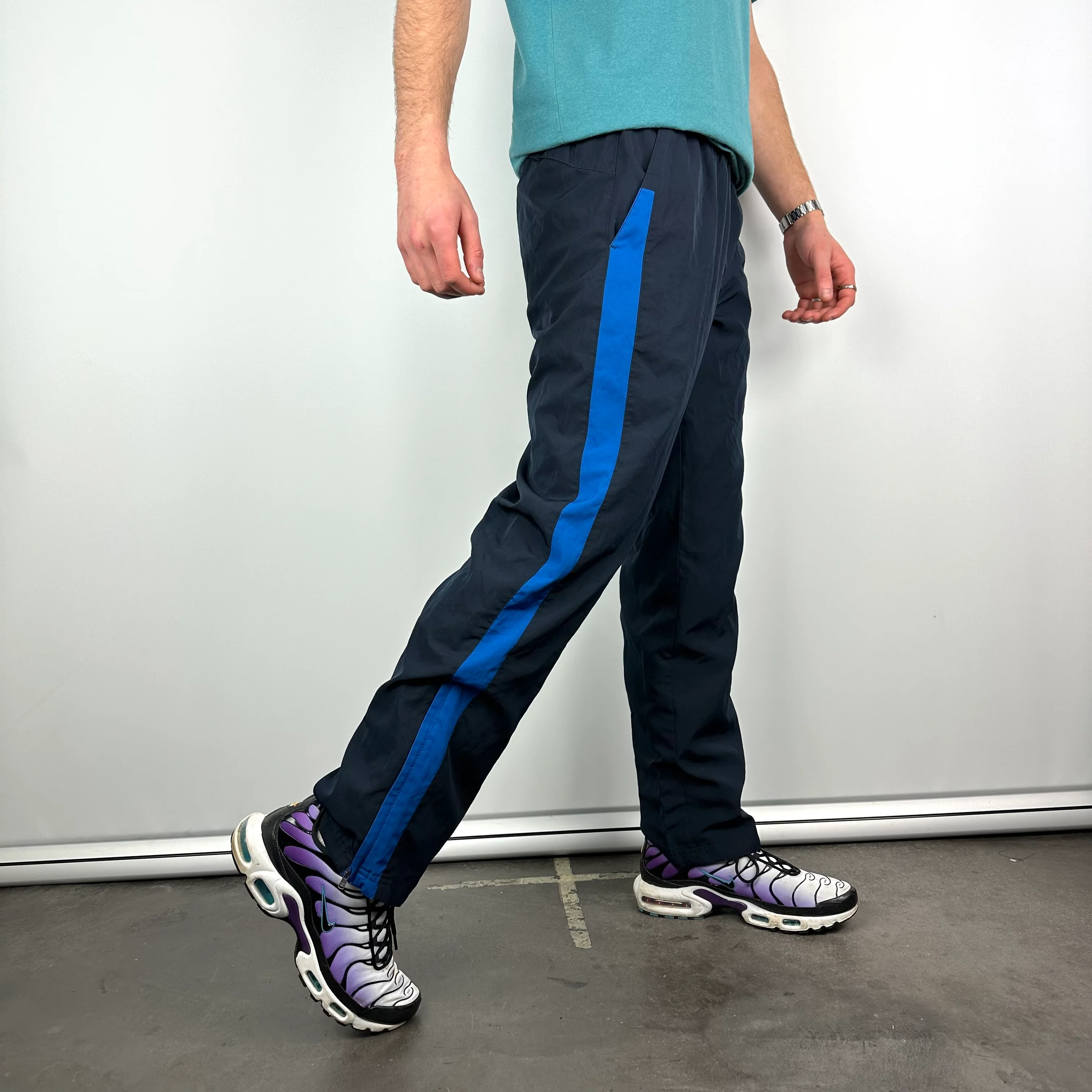 Nike Navy Embroidered Swoosh Track Pants (M) - Image 4