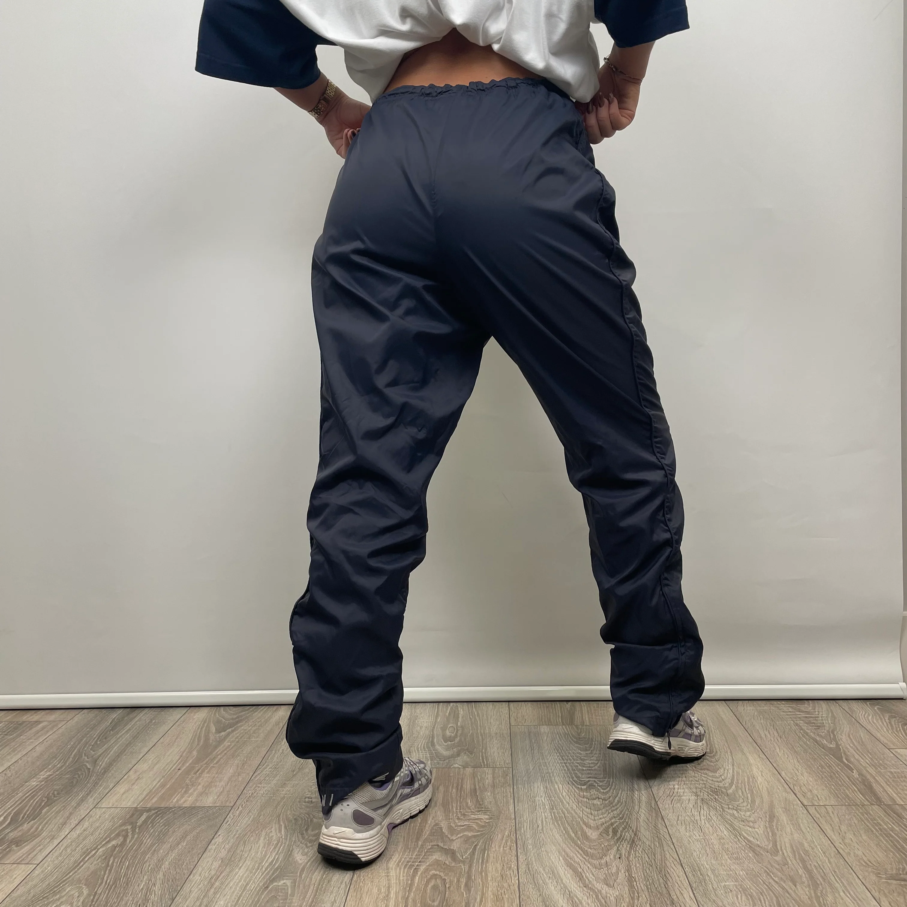 Nike Navy Embroidered Swoosh Track Pants (M) - Image 4
