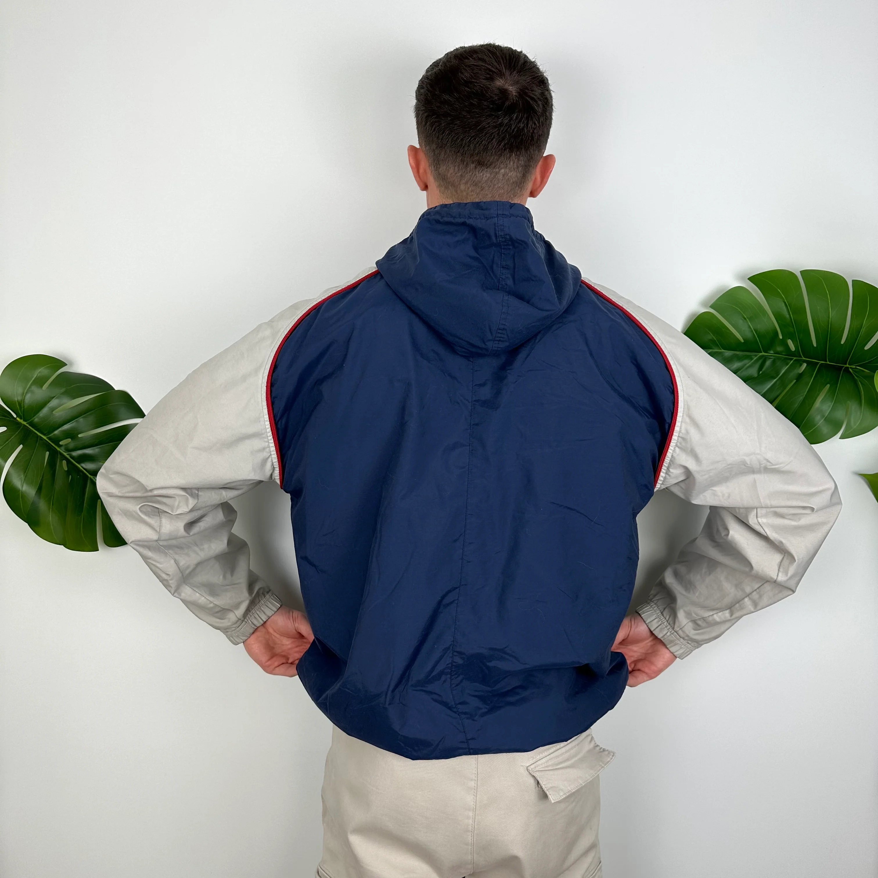 Nike Navy & Grey Embroidered Spell Out Quarter Zip Windbreaker Jacket (L) - Image 4