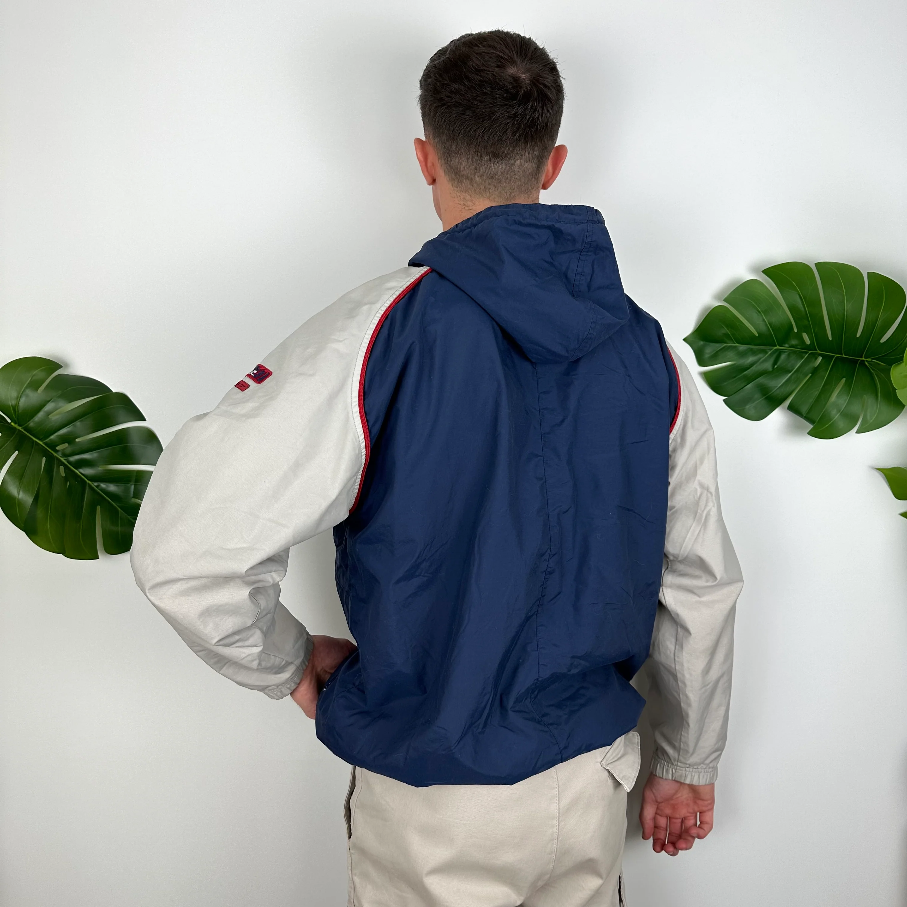 Nike Navy & Grey Embroidered Spell Out Quarter Zip Windbreaker Jacket (L) - Image 7