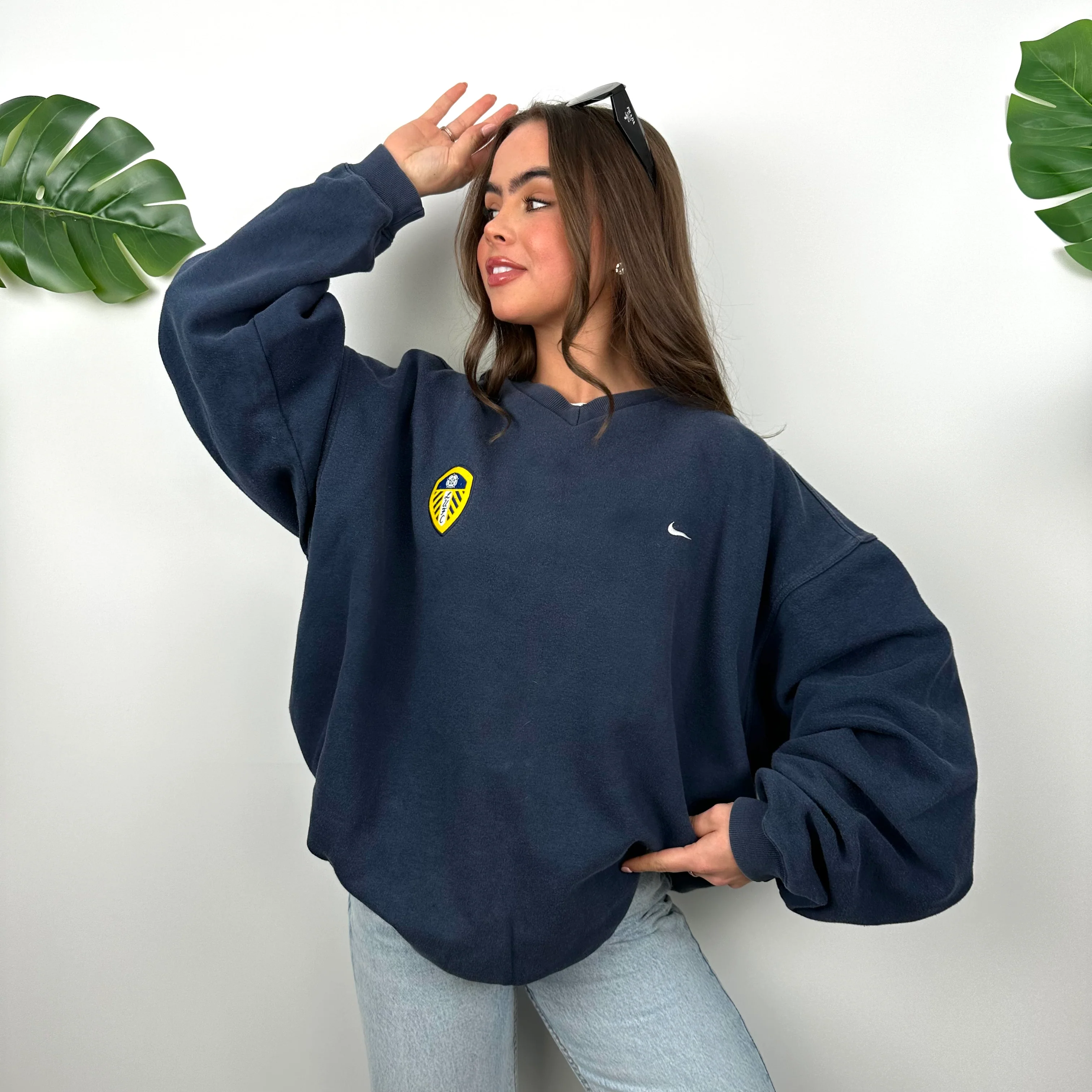 Nike X Leeds United Navy RARE Embroidered Swoosh Sweatshirt - Image 2