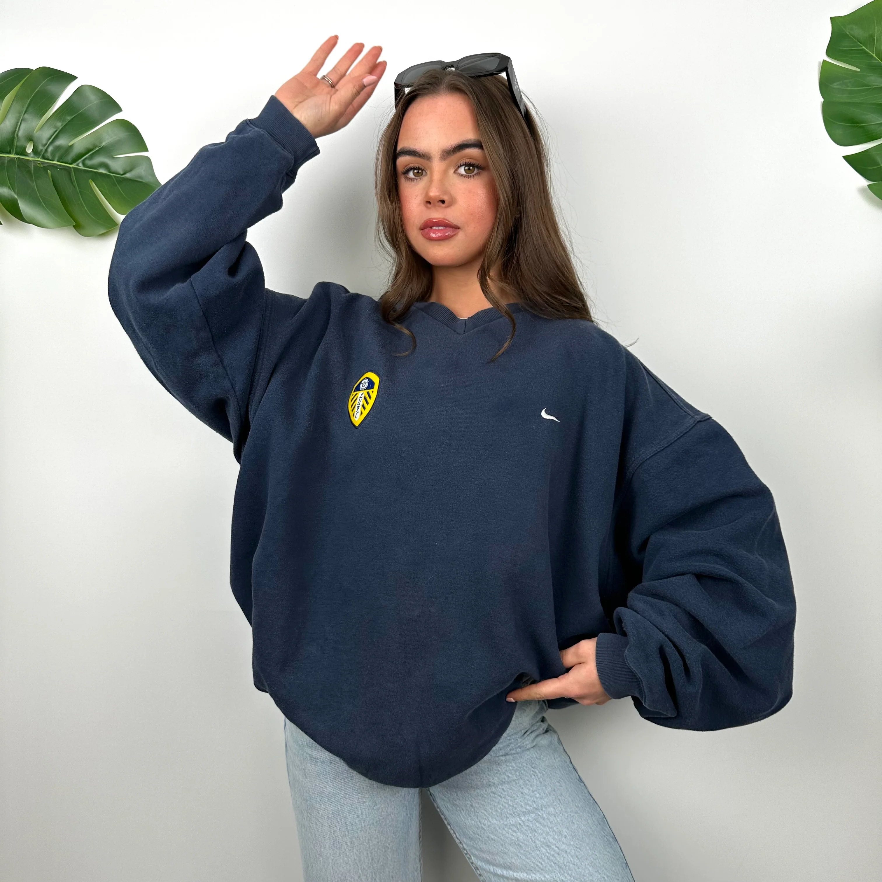 Nike X Leeds United Navy RARE Embroidered Swoosh Sweatshirt - Image 3