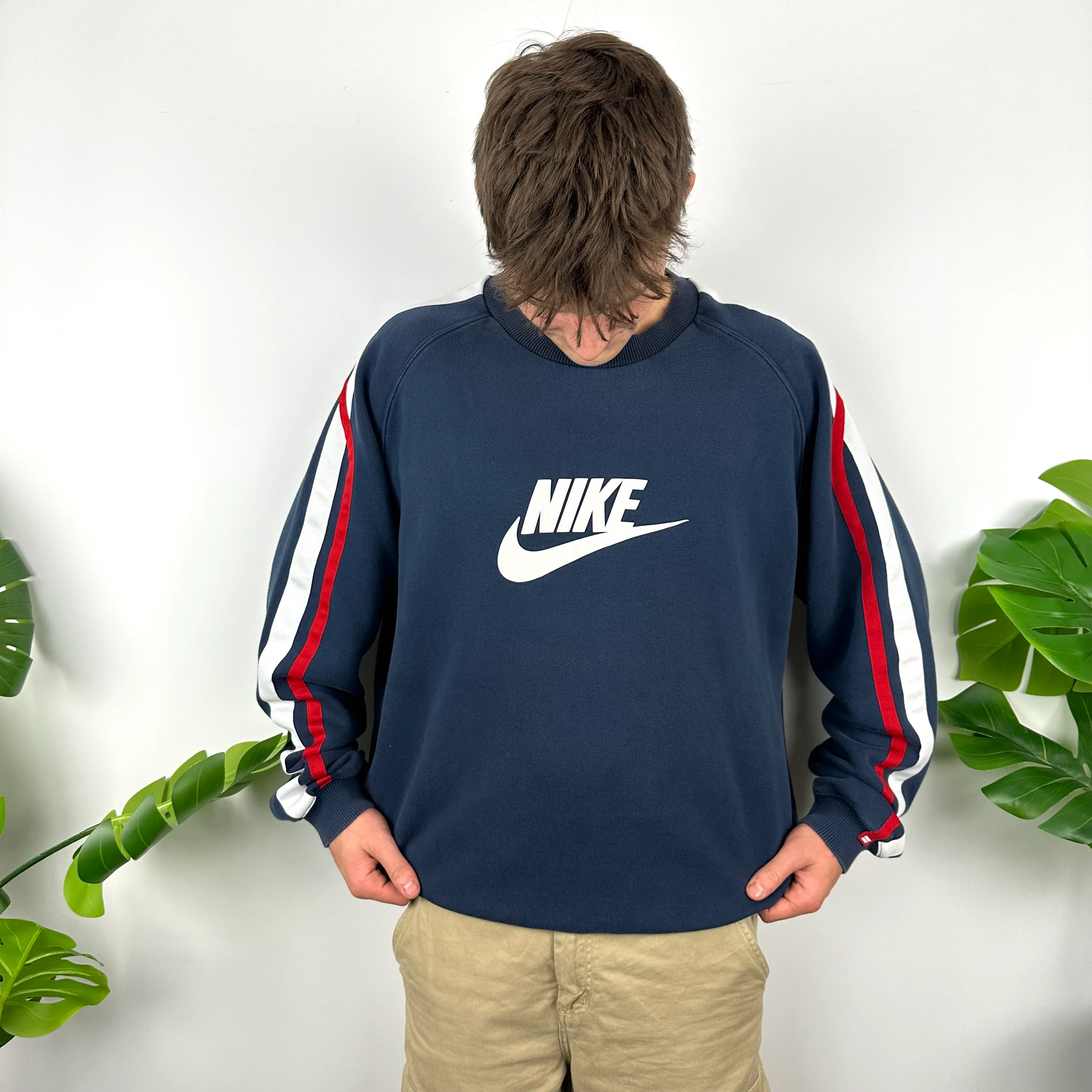 Nike Navy Embroidered Spell Out Sweatshirt (XL)