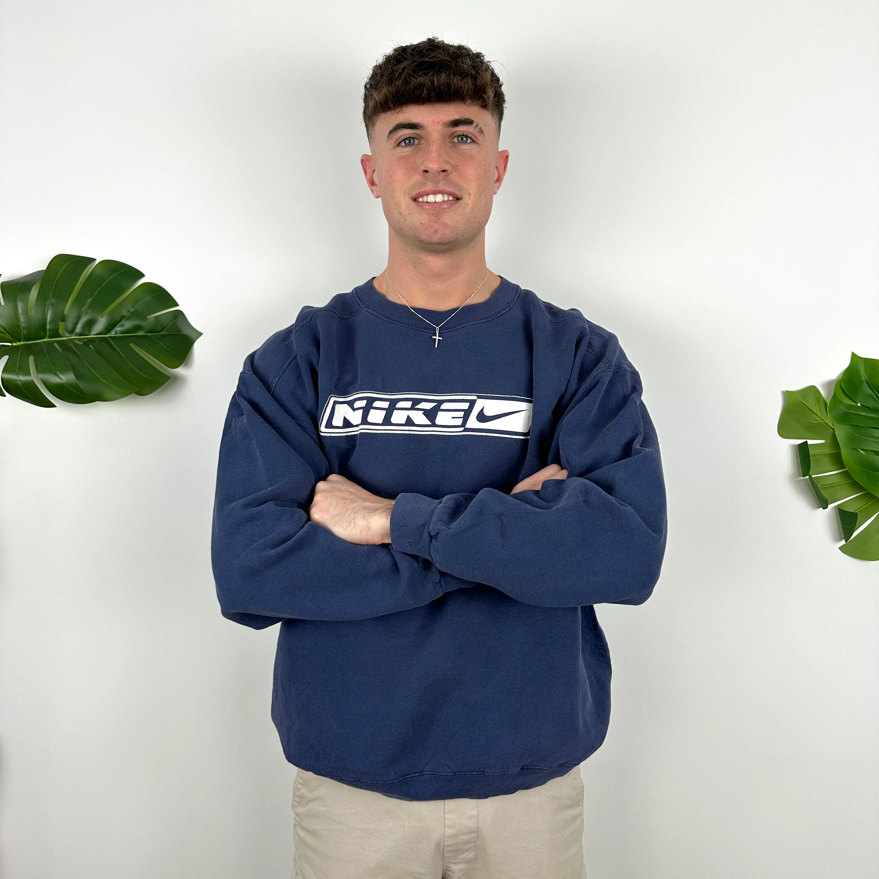 Nike Navy Spell Out Sweatshirt (XL) - Image 3