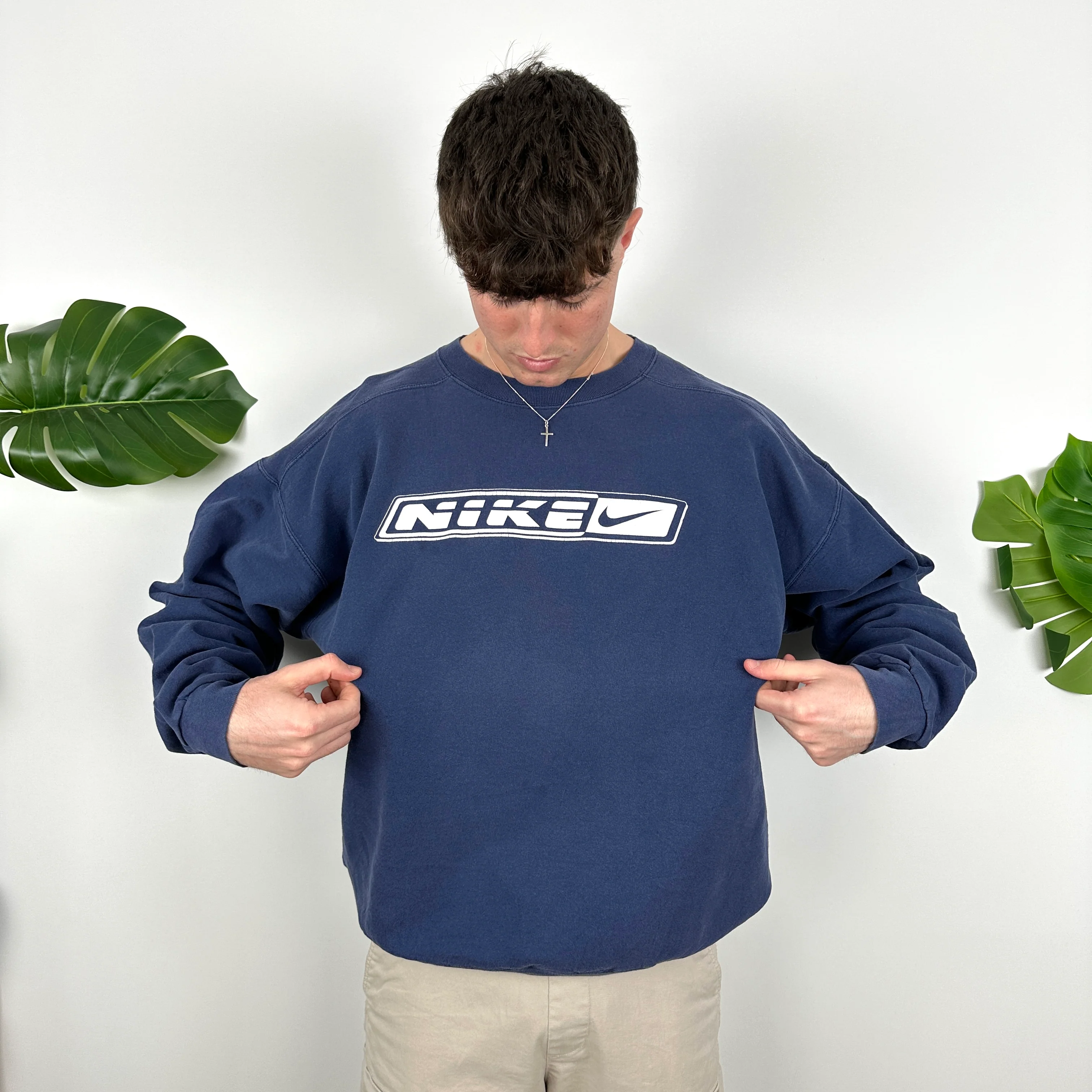 Nike Navy Spell Out Sweatshirt (XL) - Image 4