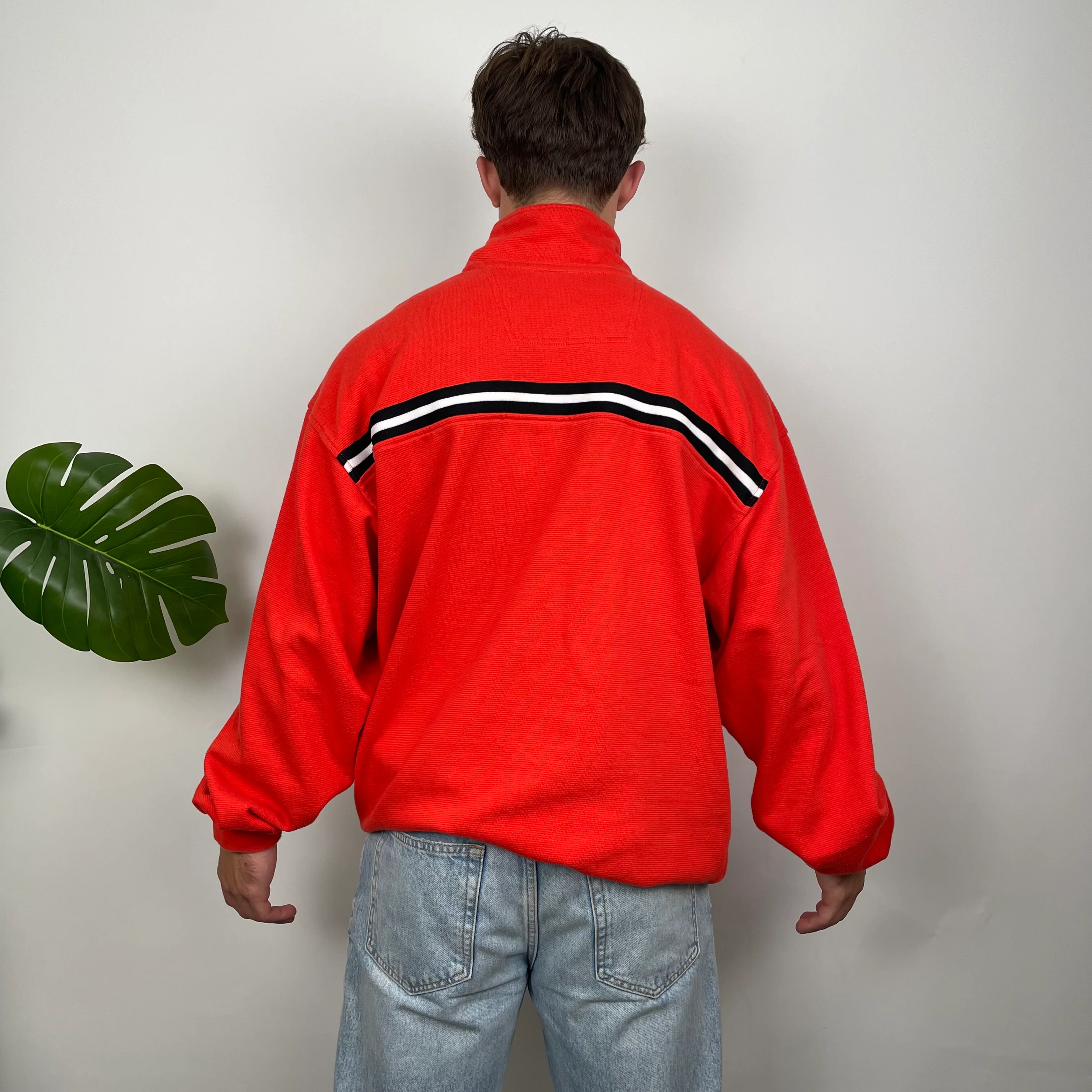 Nike Orange Embroidered Spell Out Quarter Zip Sweatshirt (L) - Image 4
