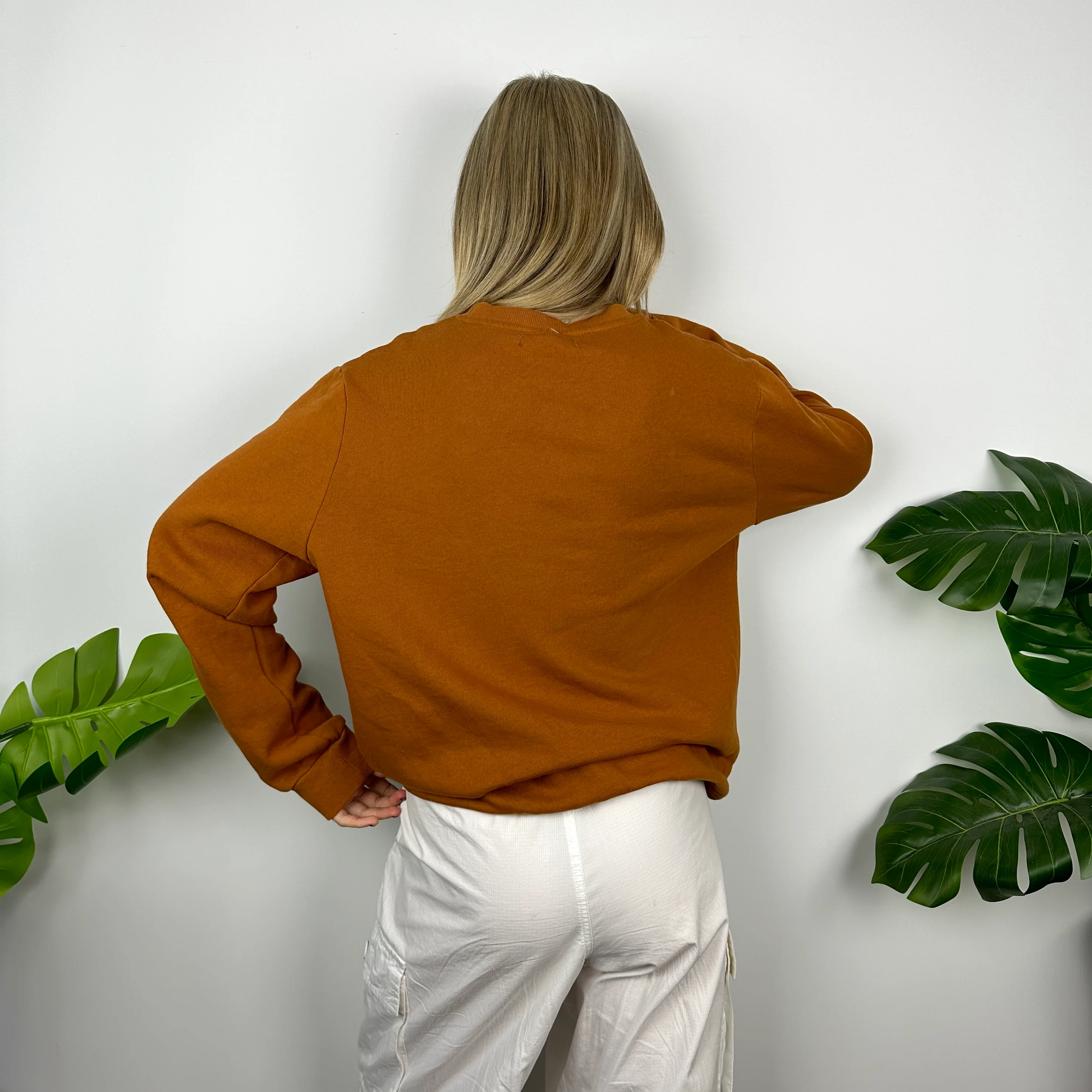 Nike Orange Embroidered Swoosh Sweatshirt (L) - Image 5