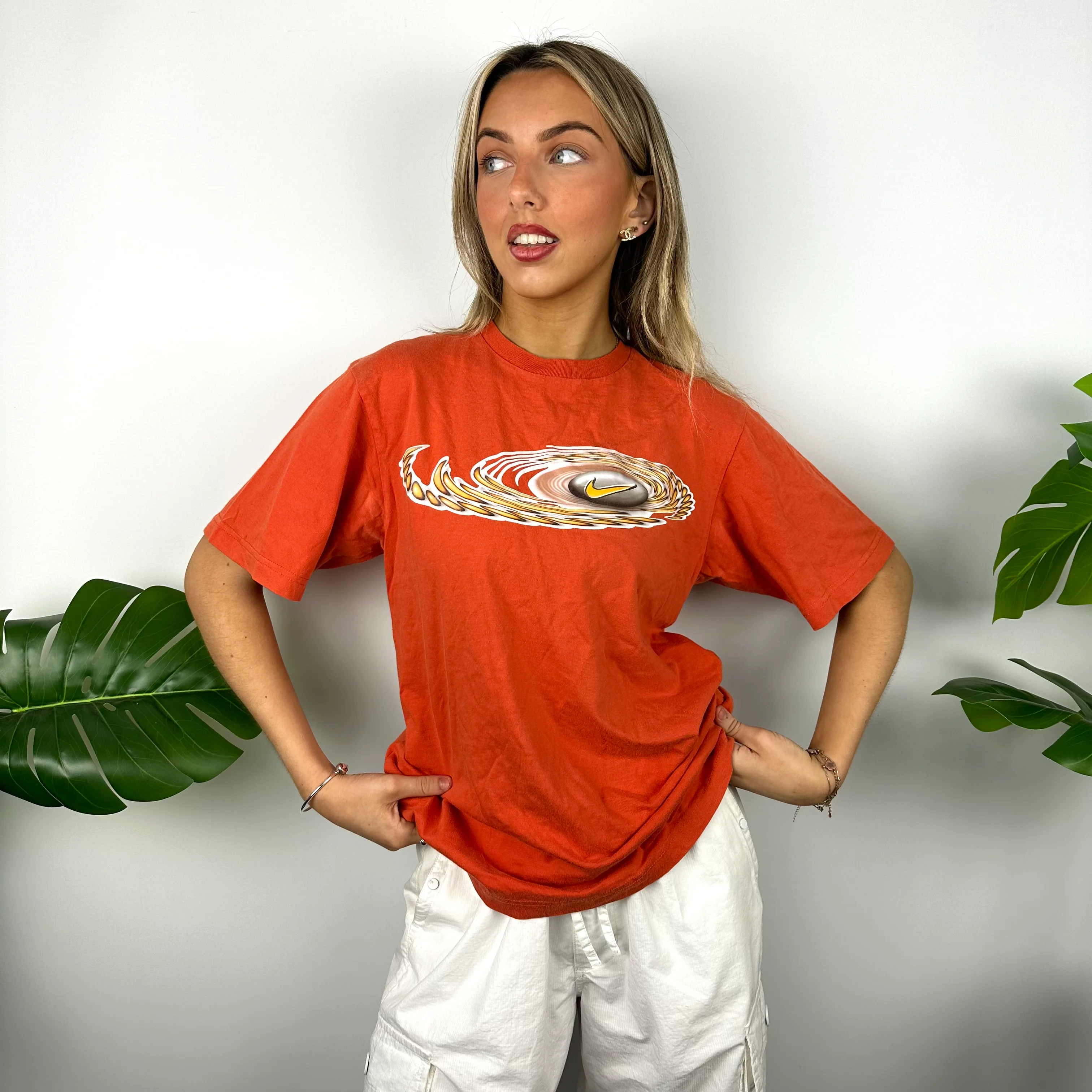 Nike Orange Swoosh T Shirt (S) - Image 2