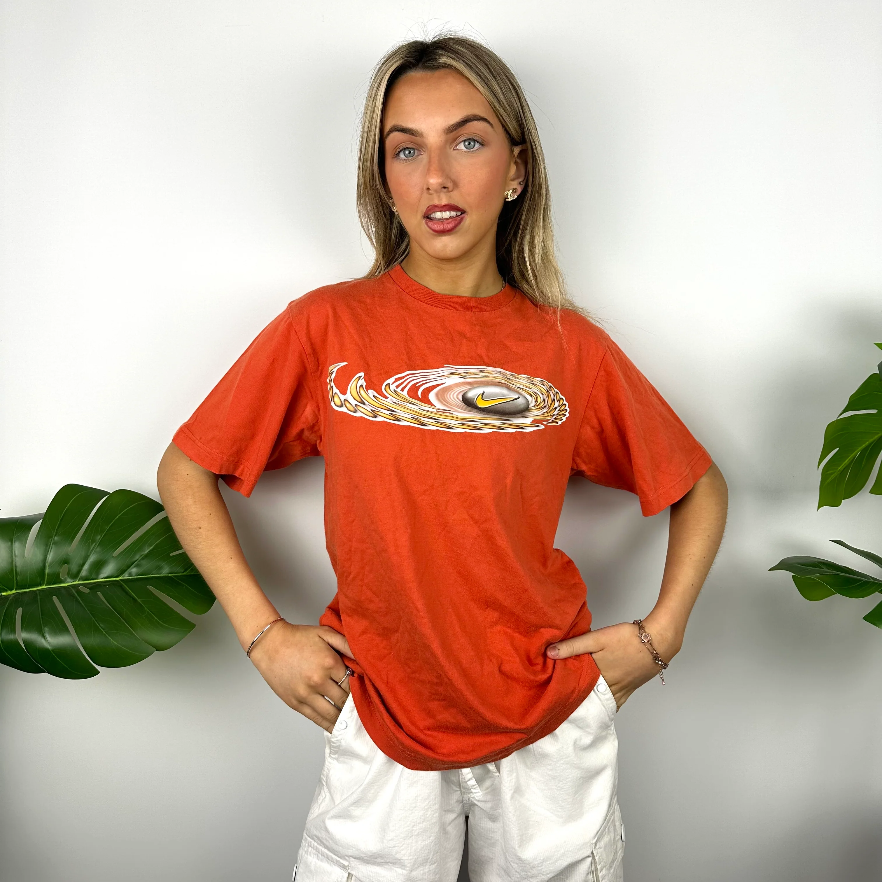 Nike Orange Swoosh T Shirt (S) - Image 3
