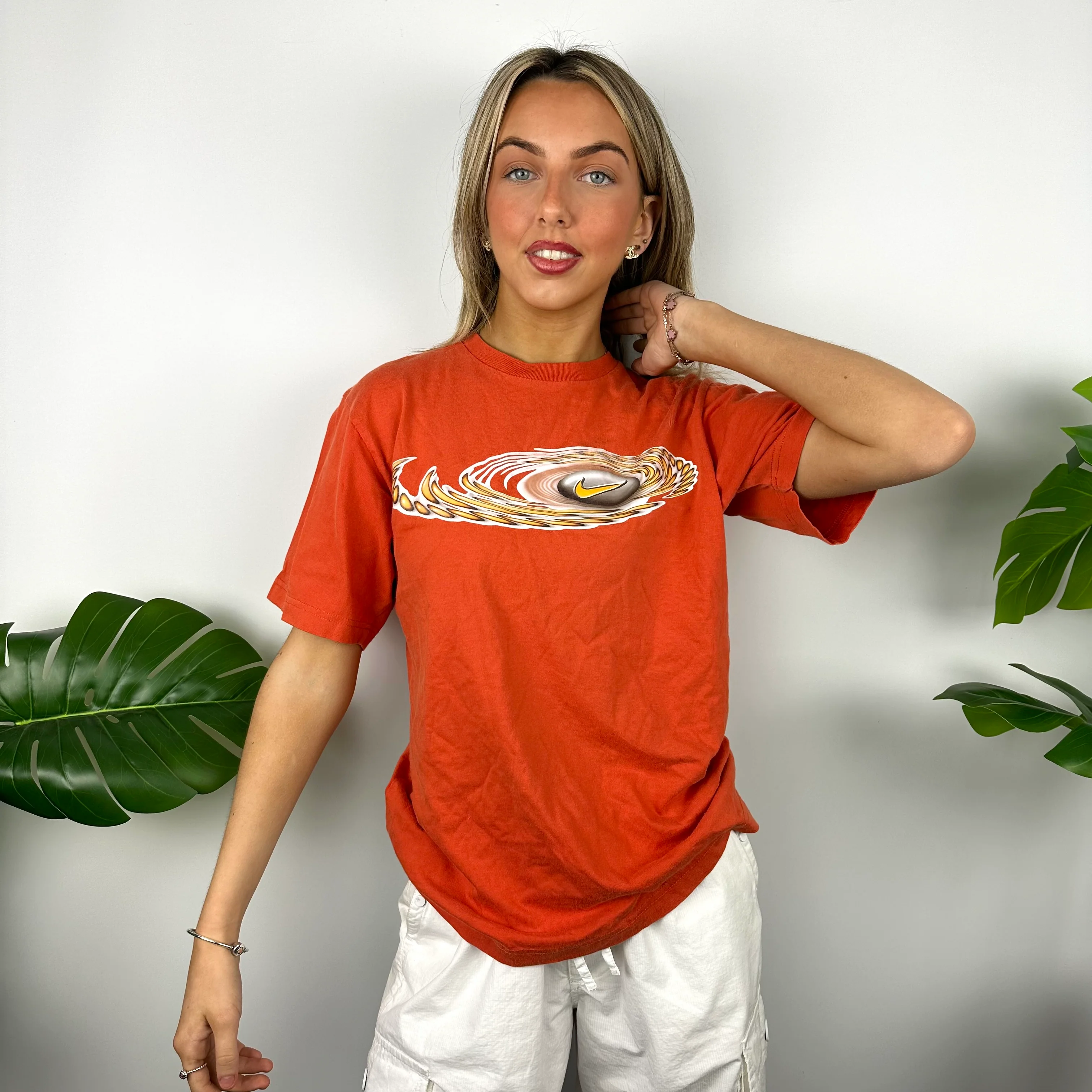 Nike Orange Swoosh T Shirt (S) - Image 6