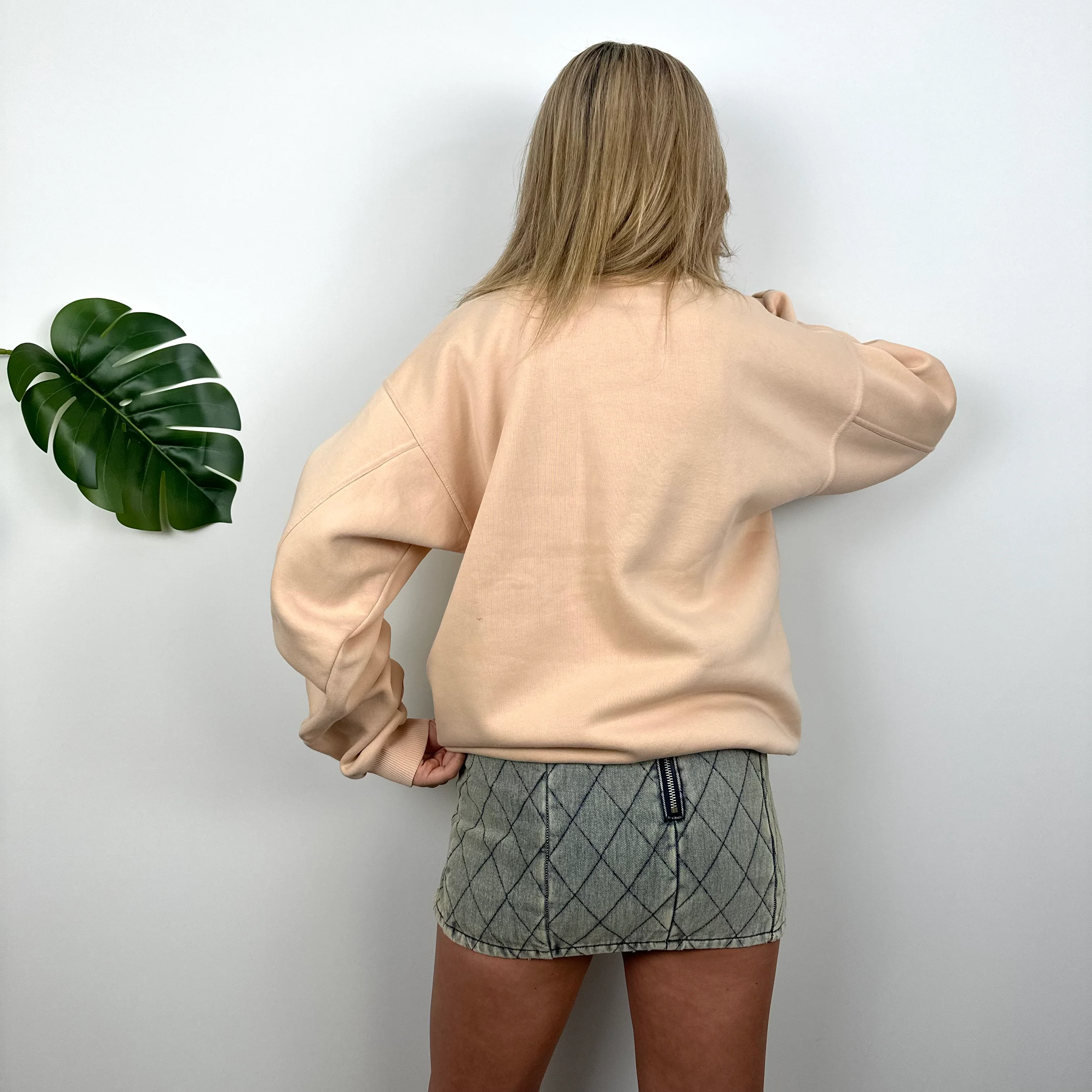 Nike Peach Embroidered Spell Out Sweatshirt (L) - Image 4