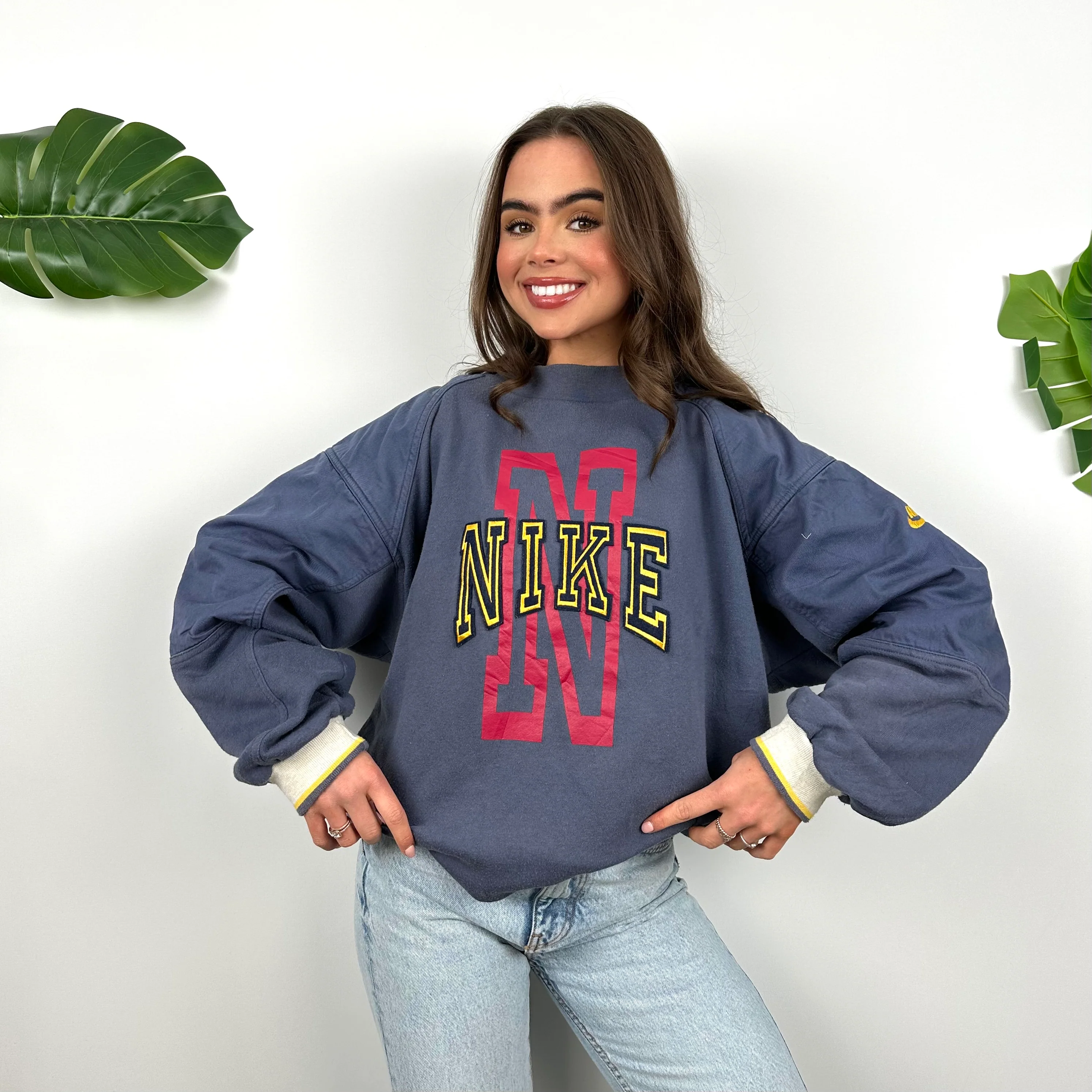 Nike Purple Embroidered Spell Out Sweatshirt (M) - Image 2