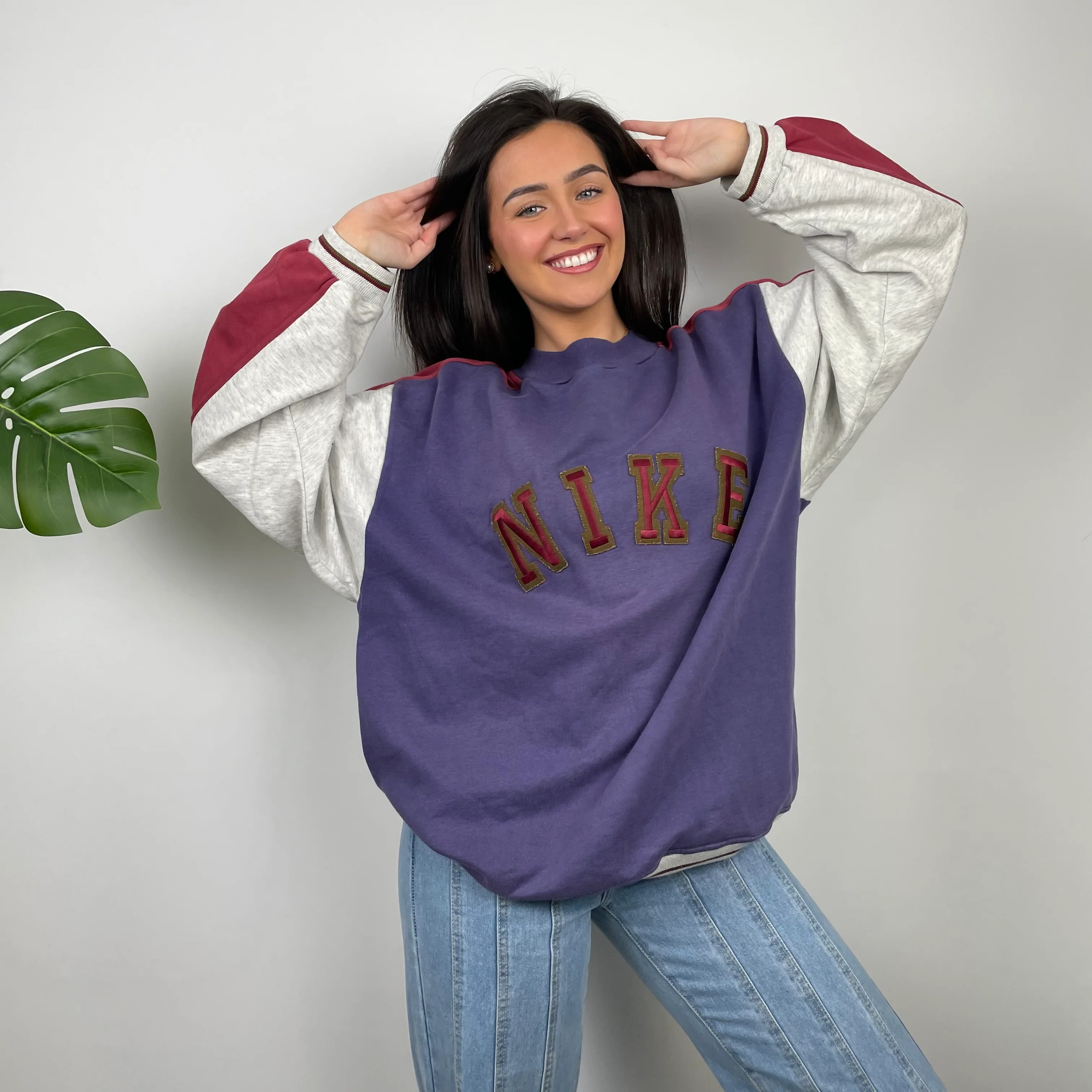 Nike Purple Embroidered Spell Out Sweatshirt (XL) - Image 5