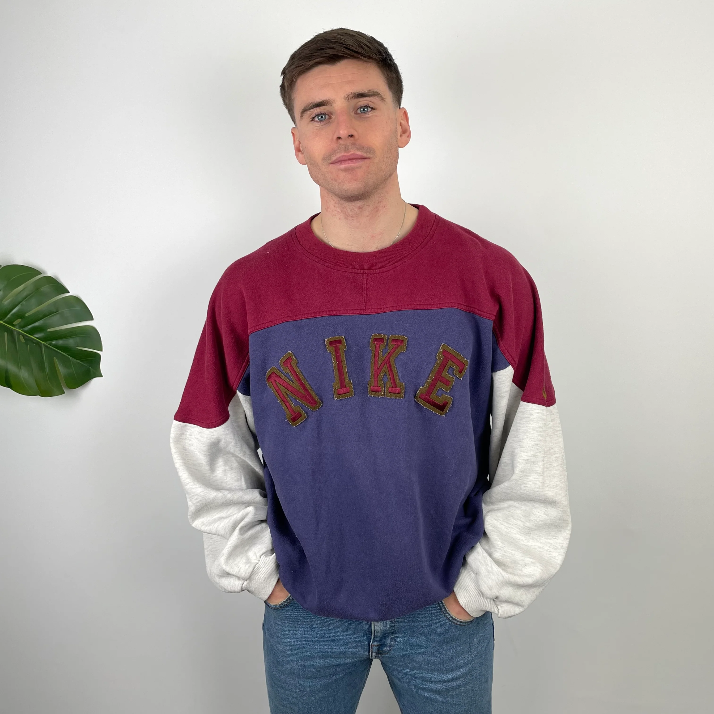 Nike Purple Embroidered Spell Out Sweatshirt (M)