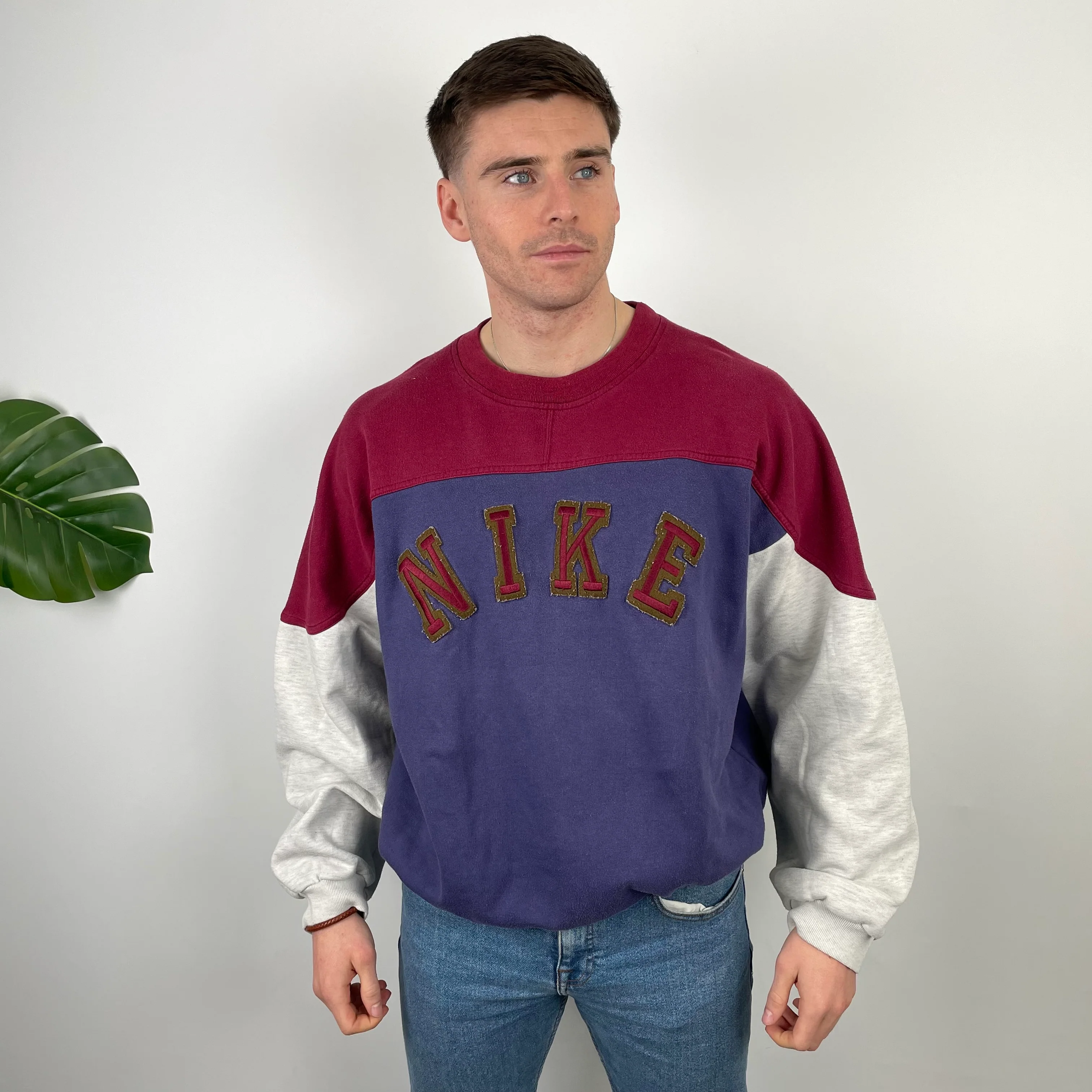 Nike Purple Embroidered Spell Out Sweatshirt (M) - Image 4